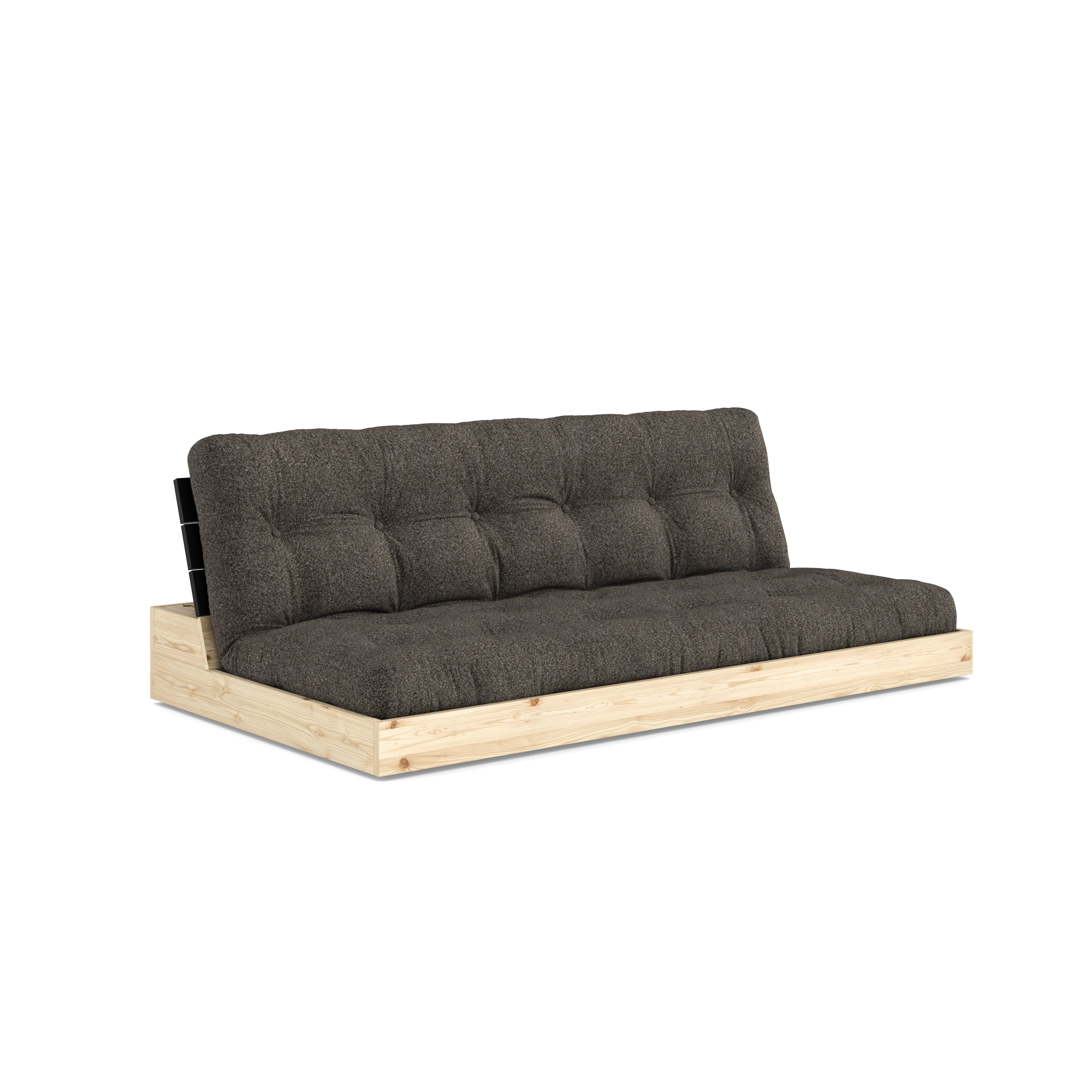 BASE BLACK NIGHT LACQUERED W. 5-LAYER MIXED MATTRESS MELLOW BROWN