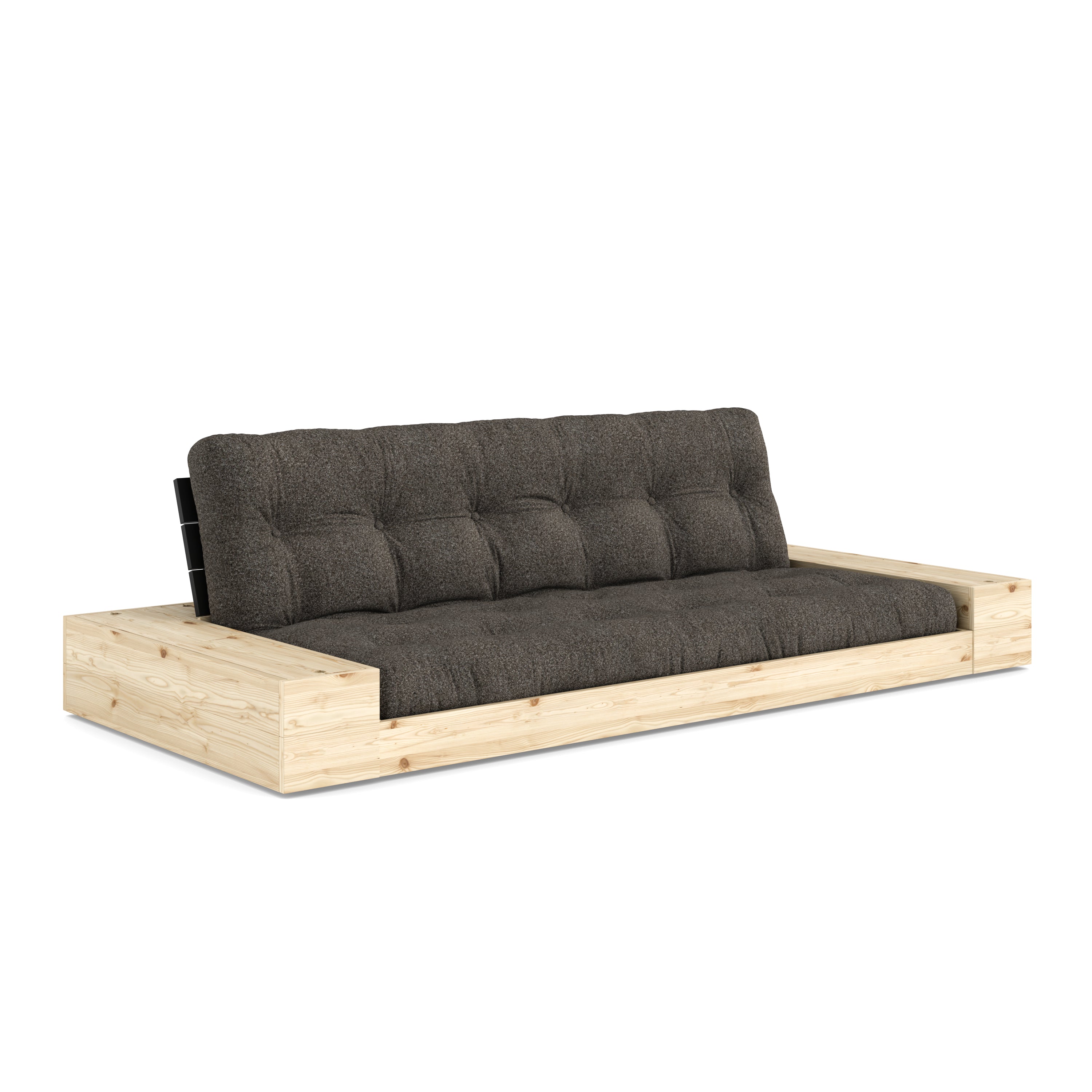 BASE BLACK NIGHT LACQUERED W. 2 SIDEBOXES CLEAR W. 5-LAYER MIXED MATTRESS MELLOW BROWN