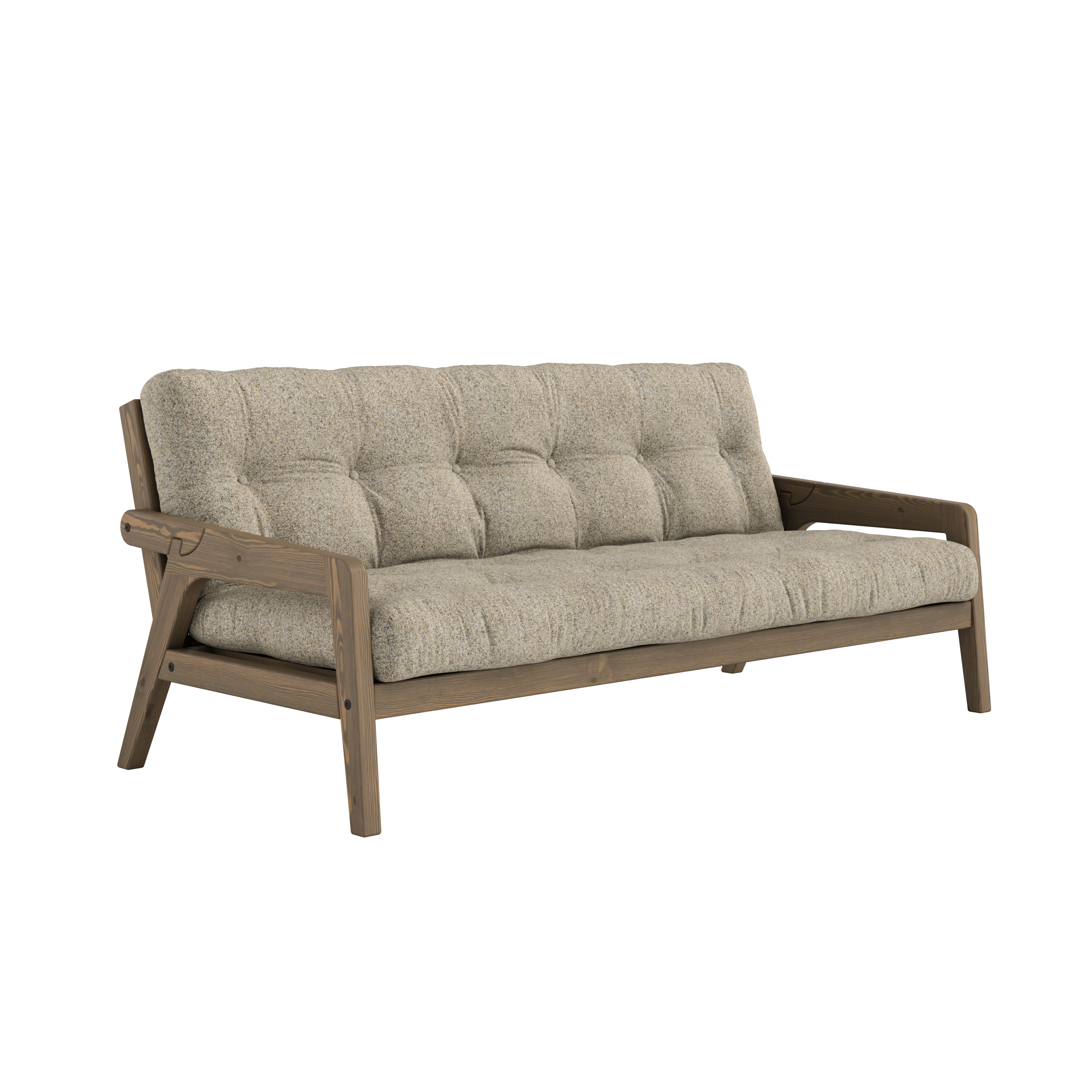 GRAB CAROB BROWN LACQUERED W. 5-LAYER MIXED MATTRESS WARM SAND