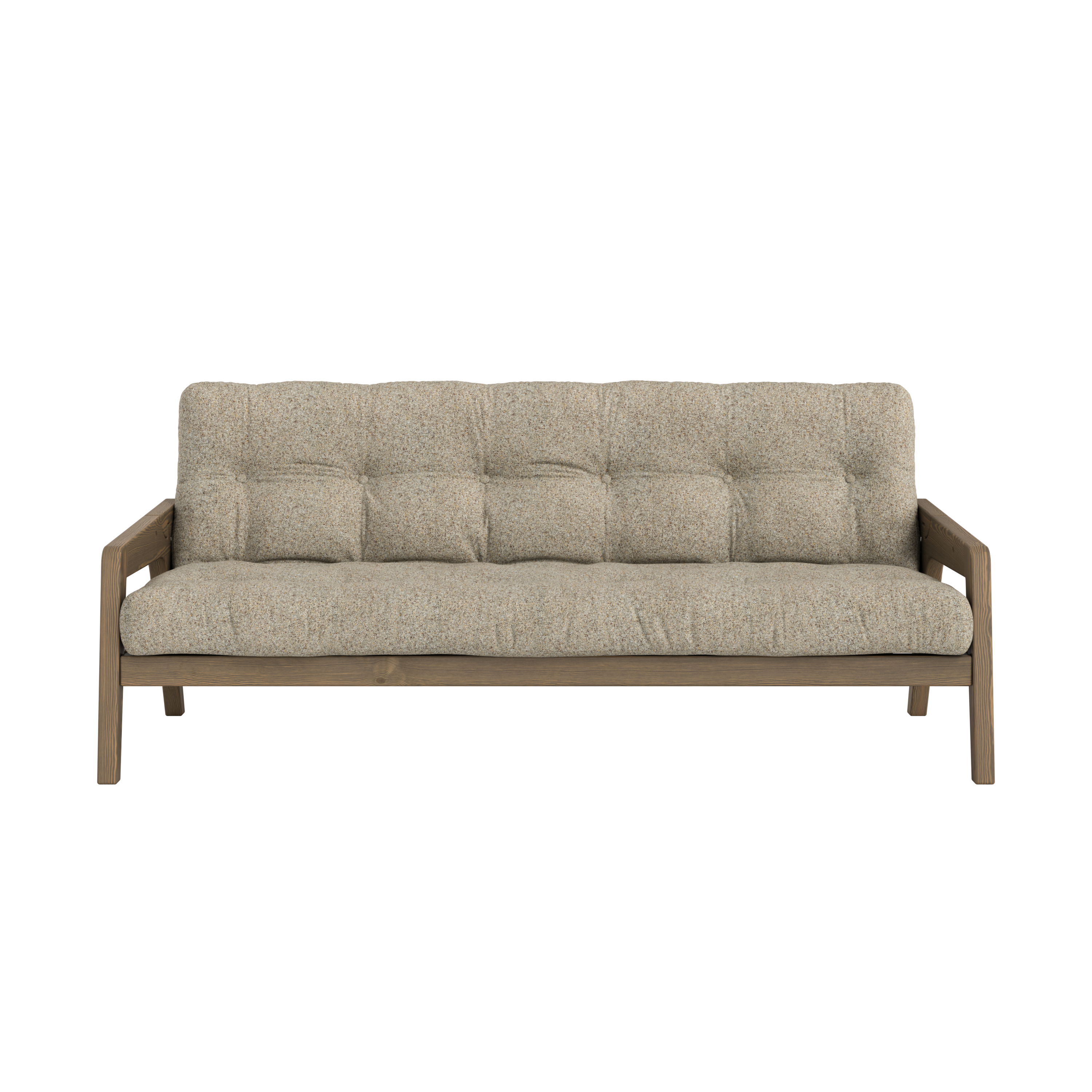 GRAB CAROB BROWN LACQUERED W. 5-LAYER MIXED MATTRESS WARM SAND