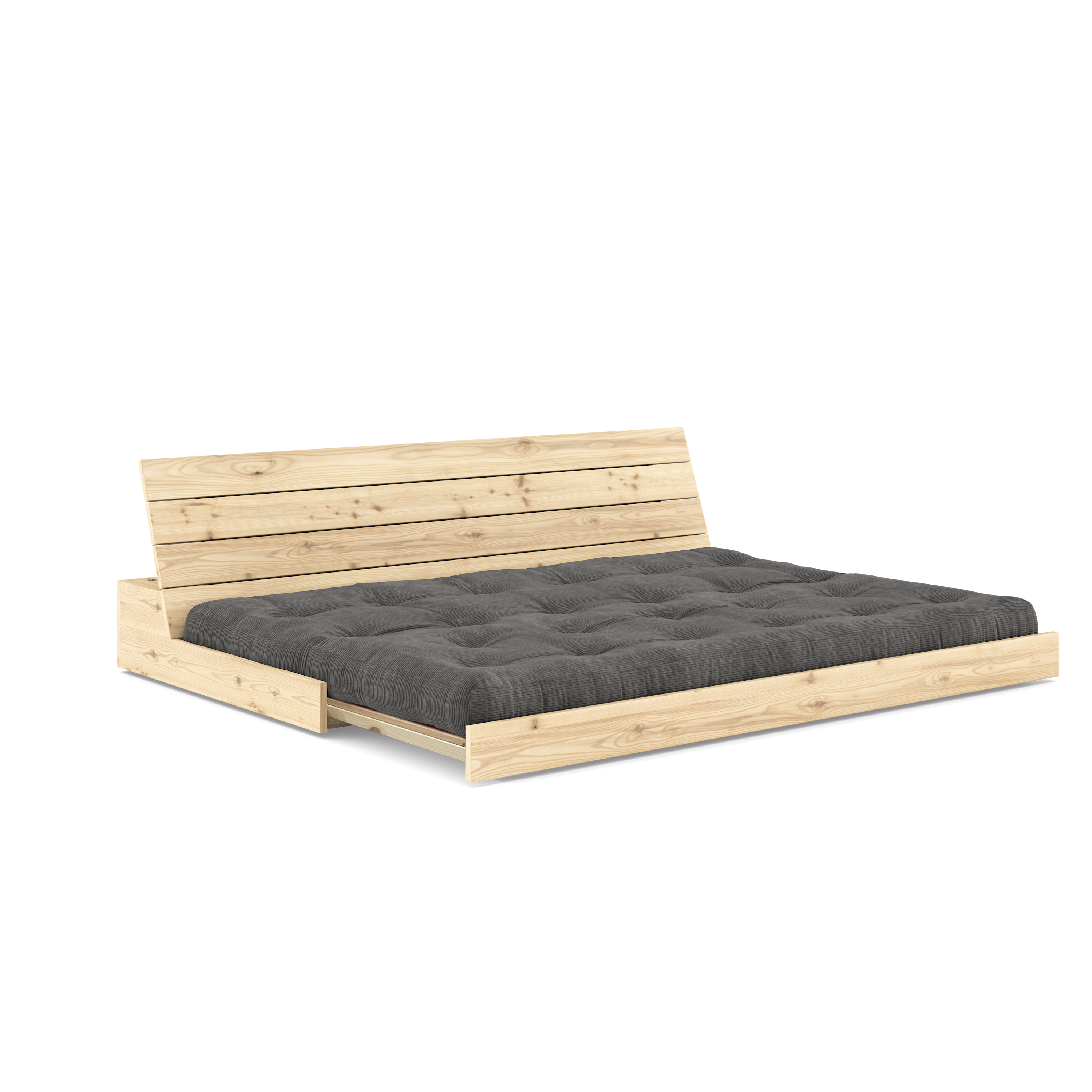 BASE CLAIR VERNISÉE AVEC MATELAS MIXTE 5 COUCHES MAT CHARBON