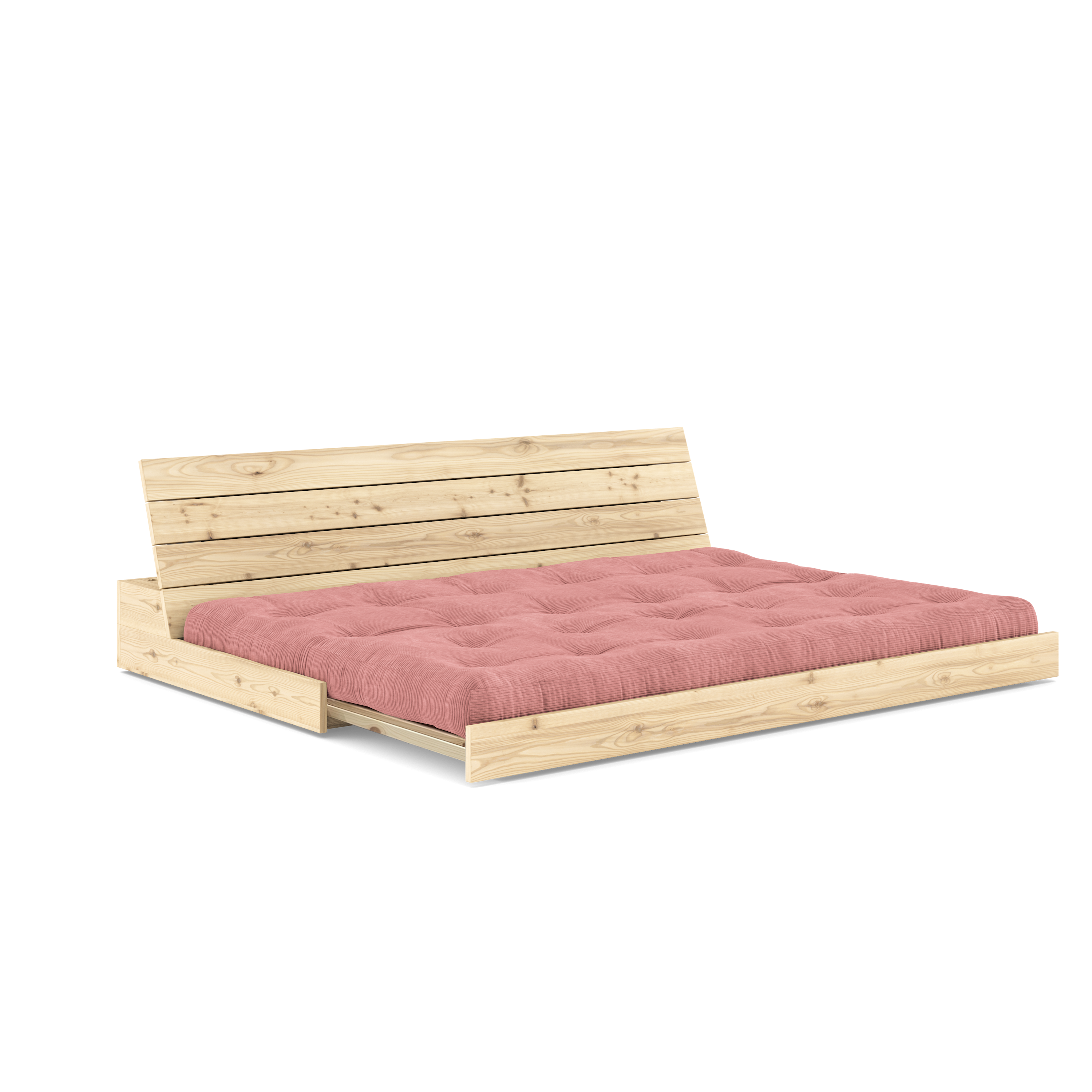 BASE CLAIRE VERNISÉE AVEC MATELAS MIXTE 5 COUCHES MAT SORBET ROSE