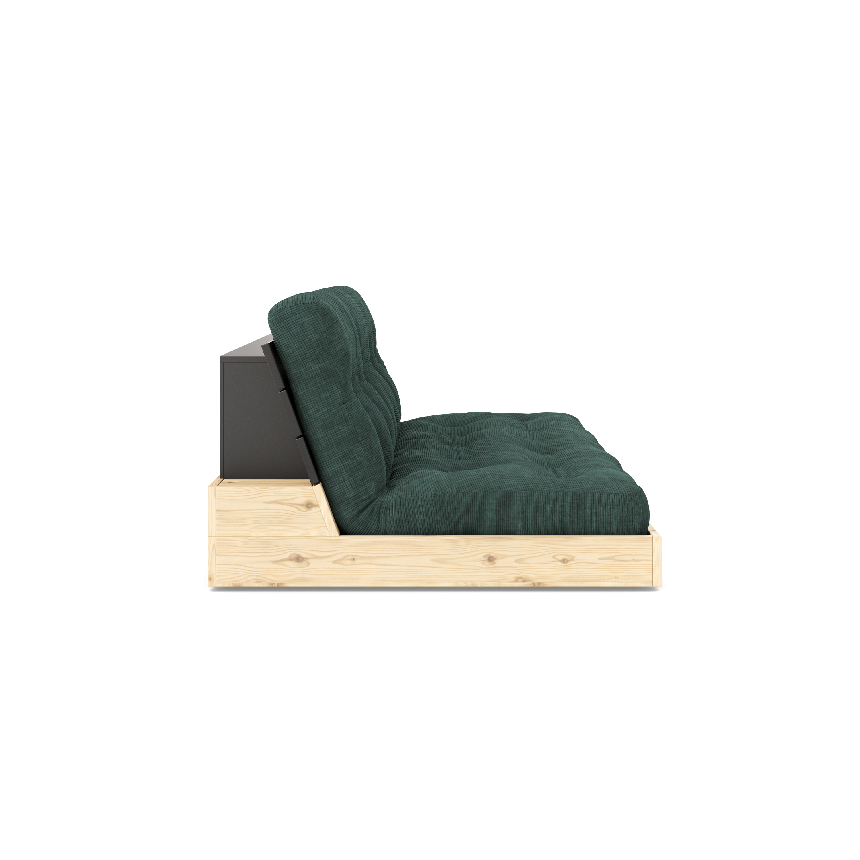 BASE BLACK NIGHT LACQUERED W. 5-LAYER MIXED MATTRESS SEAWEED