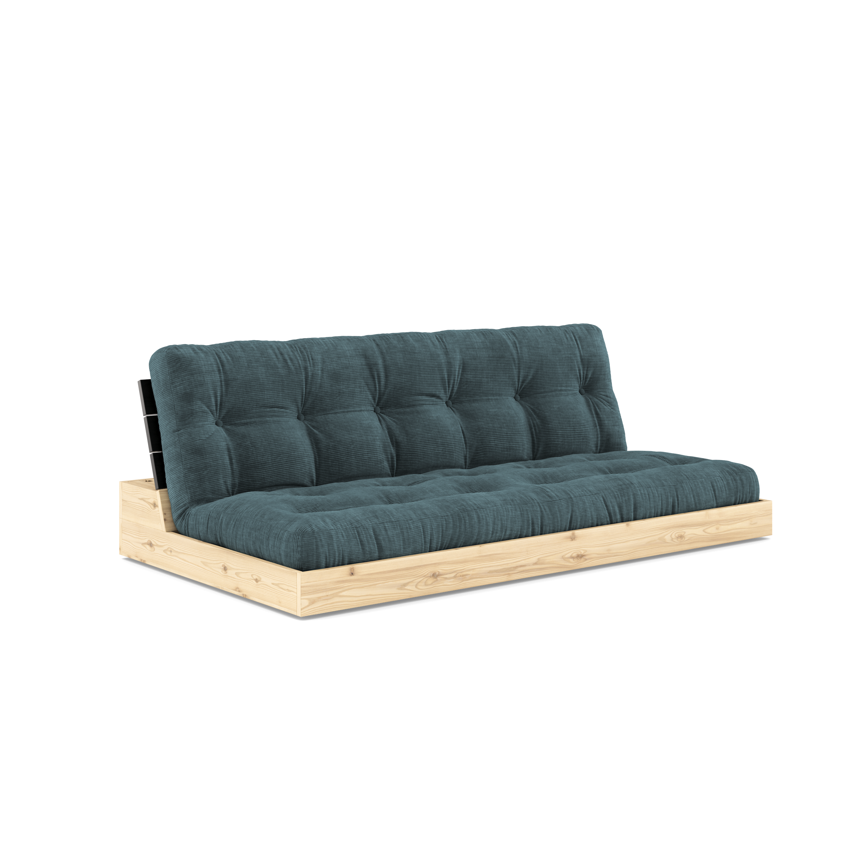 BASE BLACK NIGHT LACQUERED W. 5-LAYER MIXED MATTRESS PALE BLUE