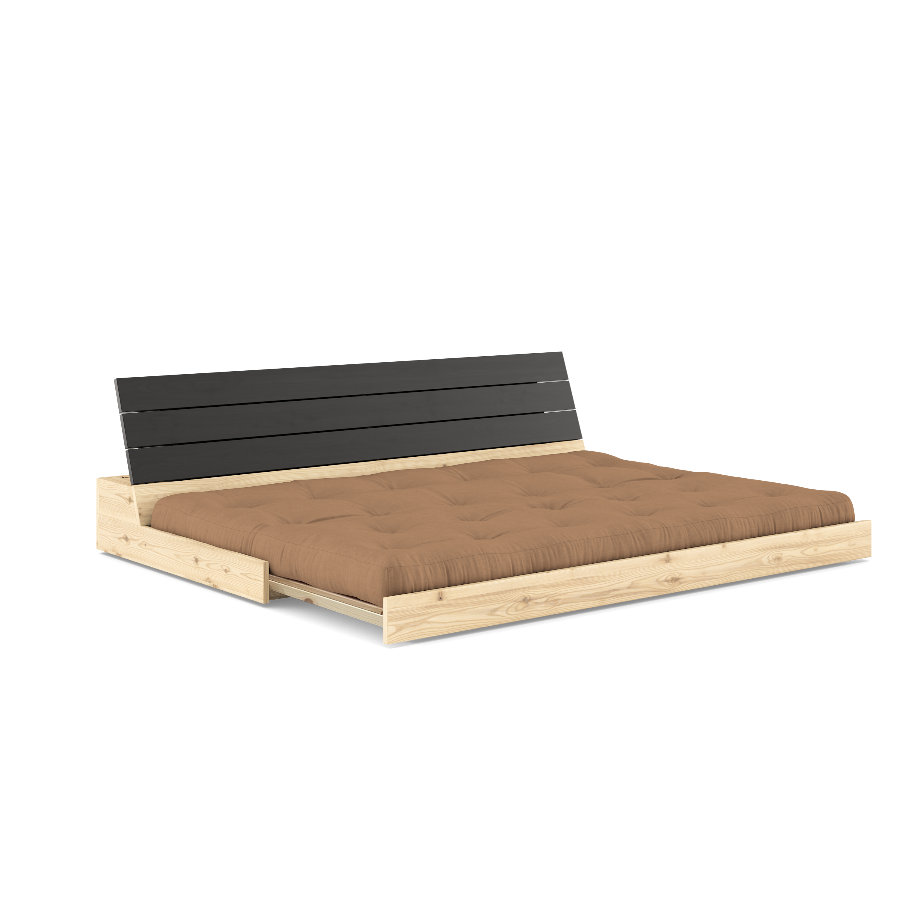 BASE NOIRE NUIT LAQUÉE AVEC MATELAS MIXTE 5 COUCHES MATT MOKA