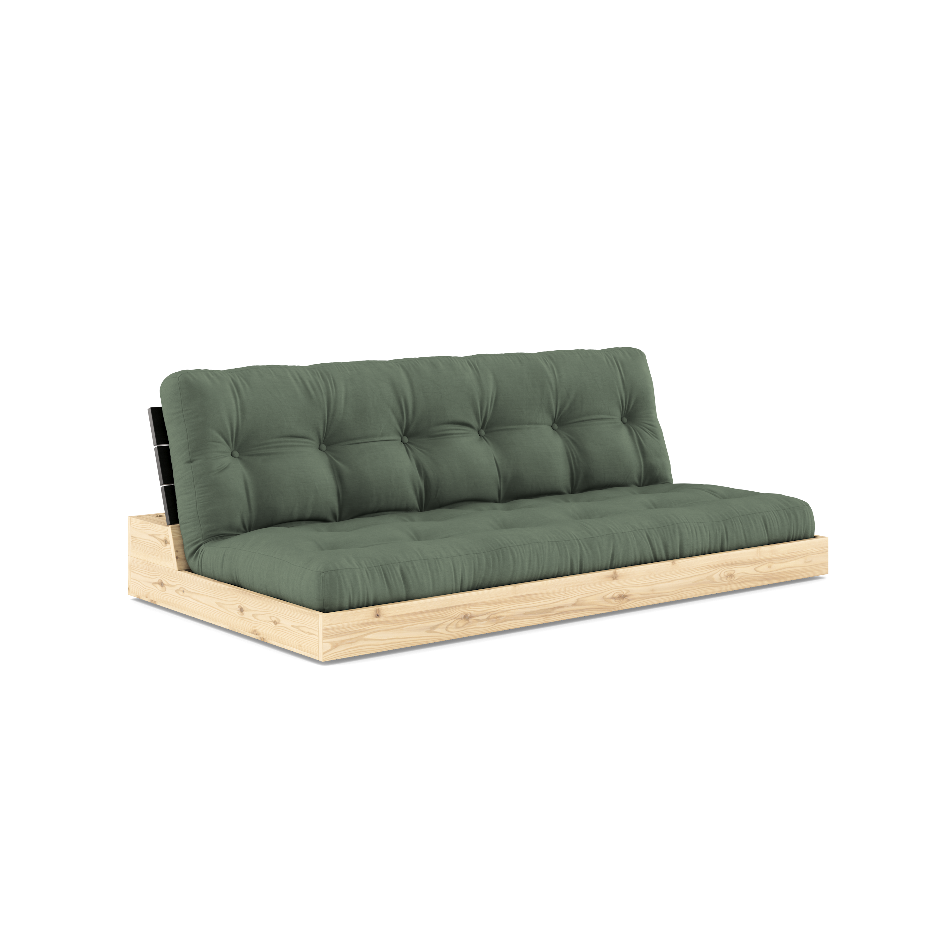 BASE BLACK NIGHT LACQUERED W. 5-LAYER MIXED MATTRESS OLIVE GREEN