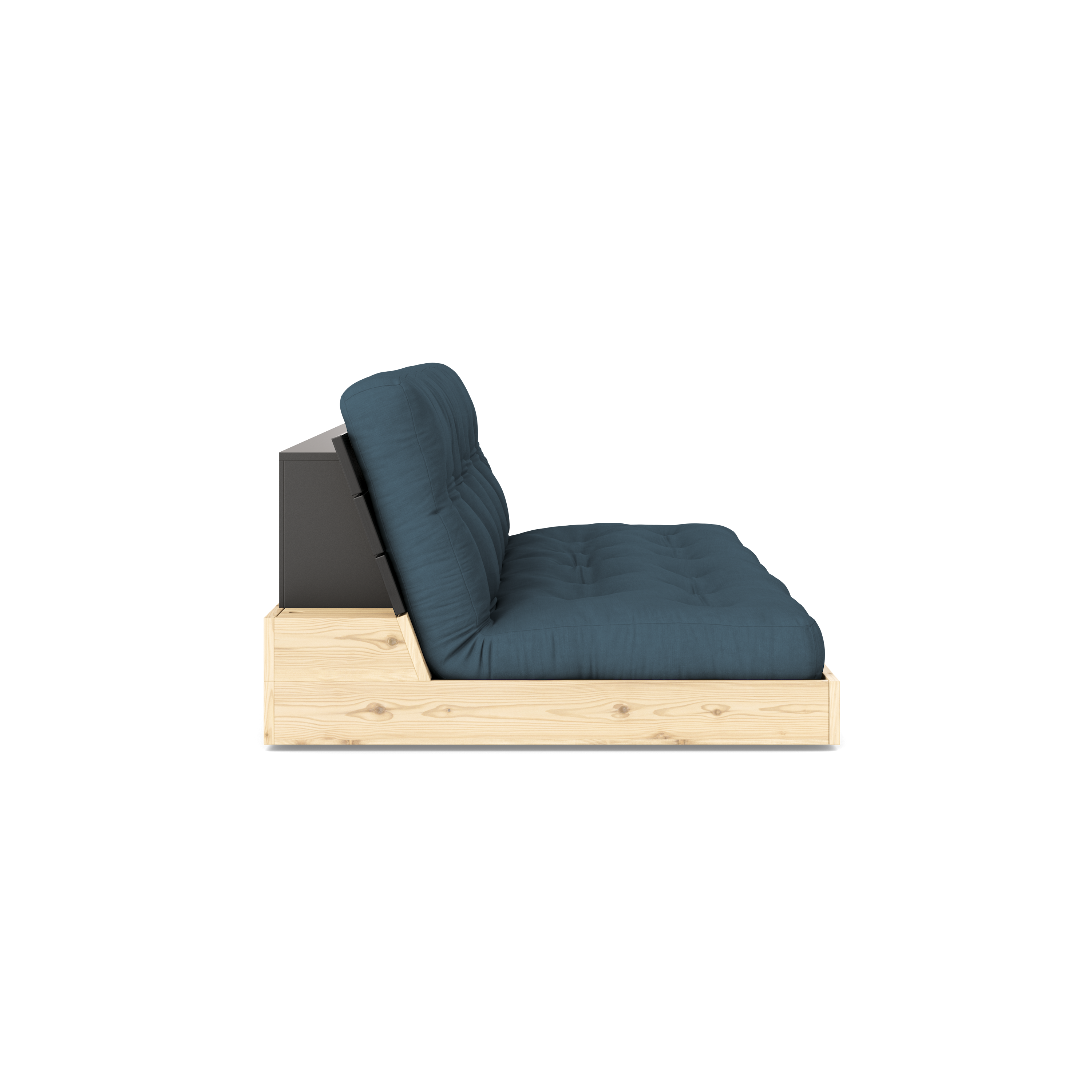 BASE NOIRE NUIT LAQUÉE AVEC MATELAS MIXTE 5 COUCHES BLEU PETROLE