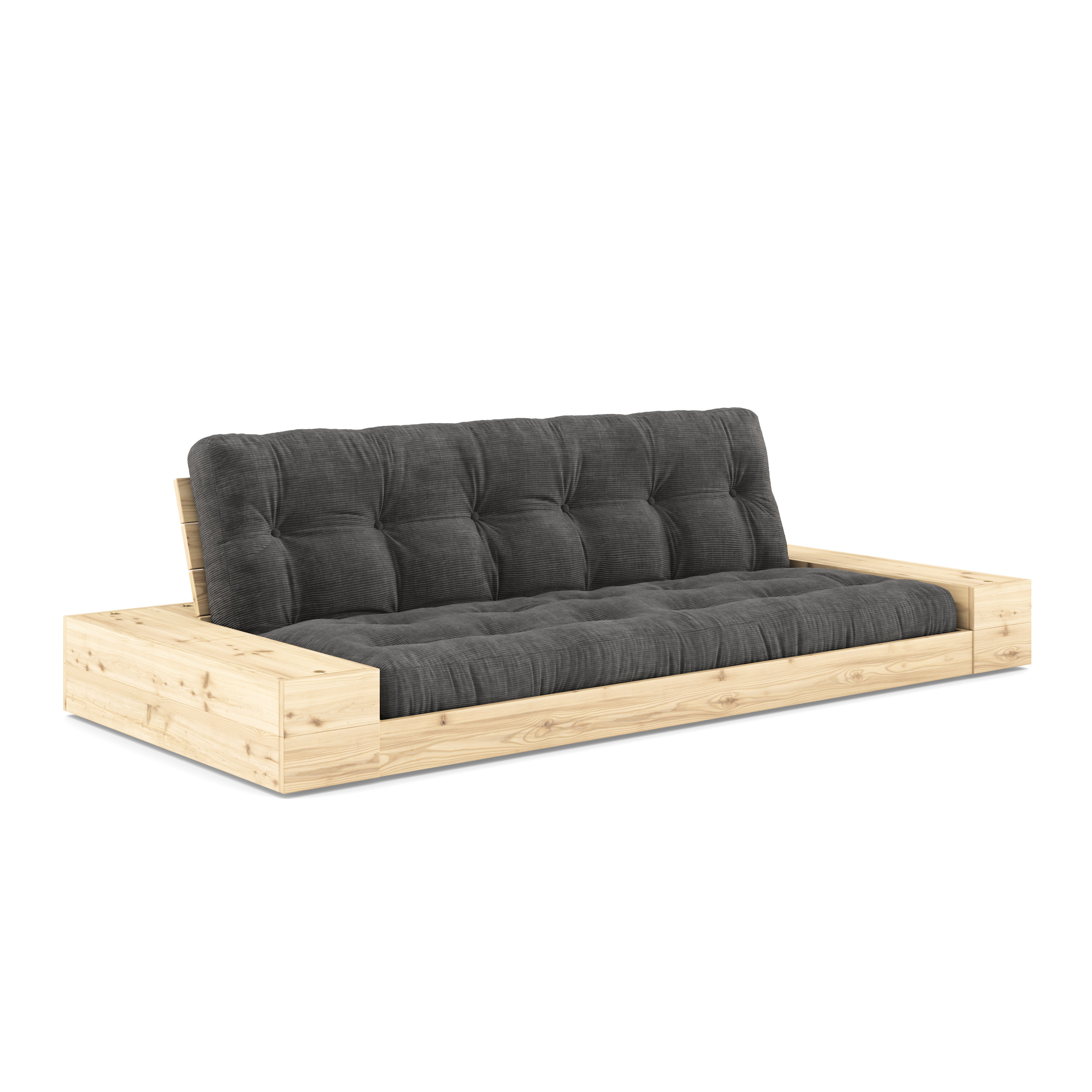 BASE CLEAR LACQUERED W. 2 SIDEBOXES CLEAR W. 5-LAYER MIXED MATTRESS CHARCOAL