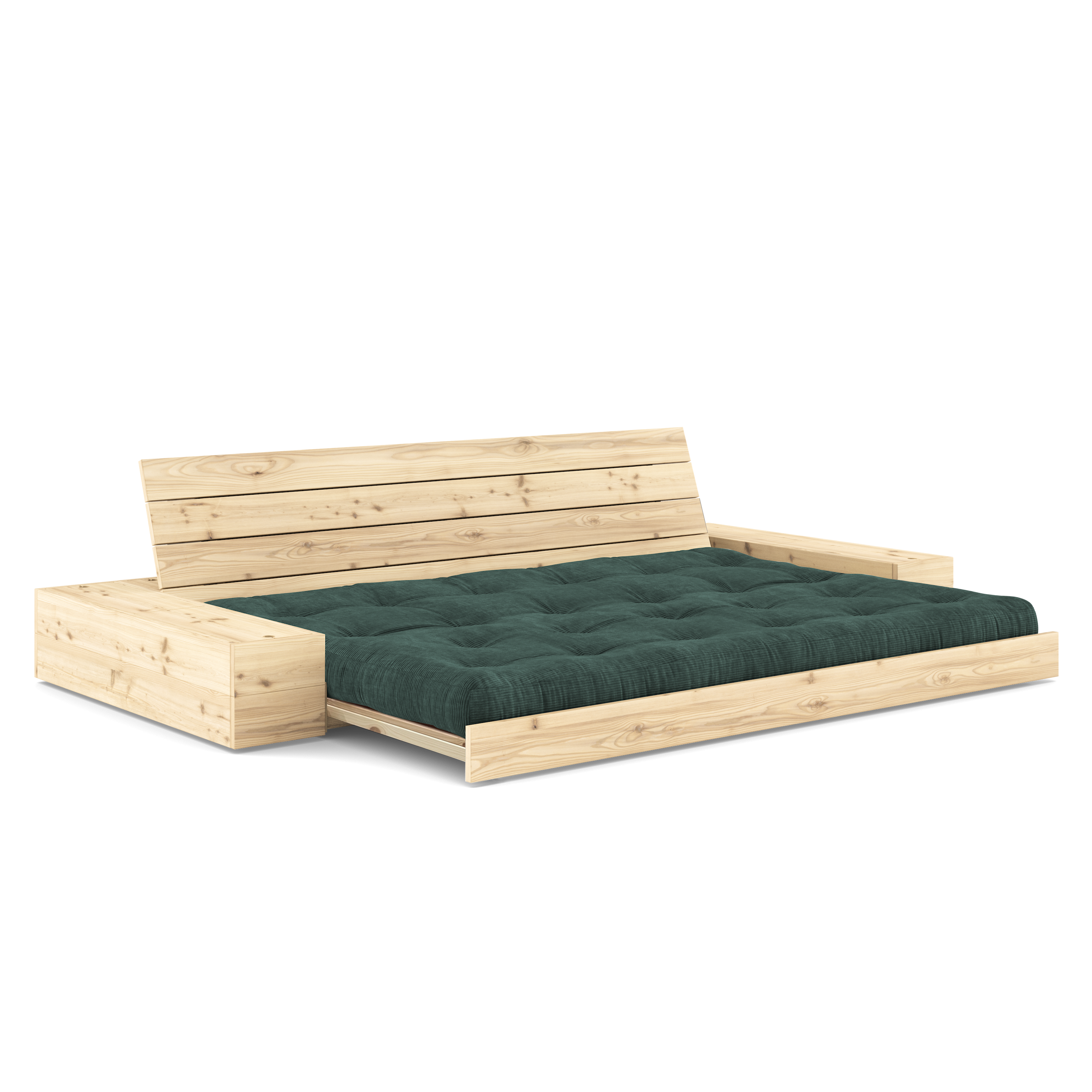 BASE CLEAR LACQUERED W. 2 SIDEBOXES CLEAR W. 5-LAYER MIXED MATTRESS SEAWEED