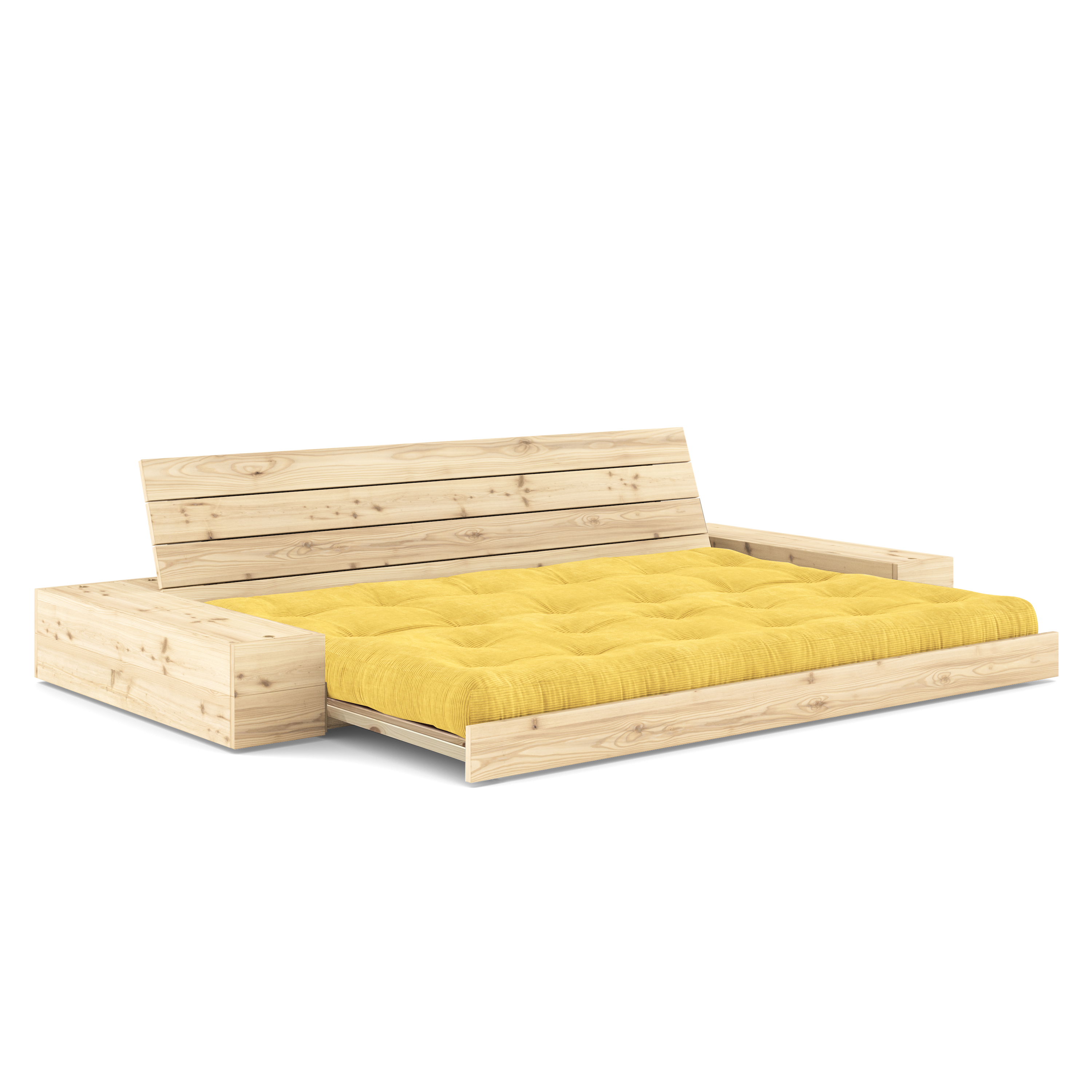 BASE CLEAR LACQUERED W. 2 SIDEBOXES CLEAR W. 5-LAYER MIXED MATTRESS HONEY