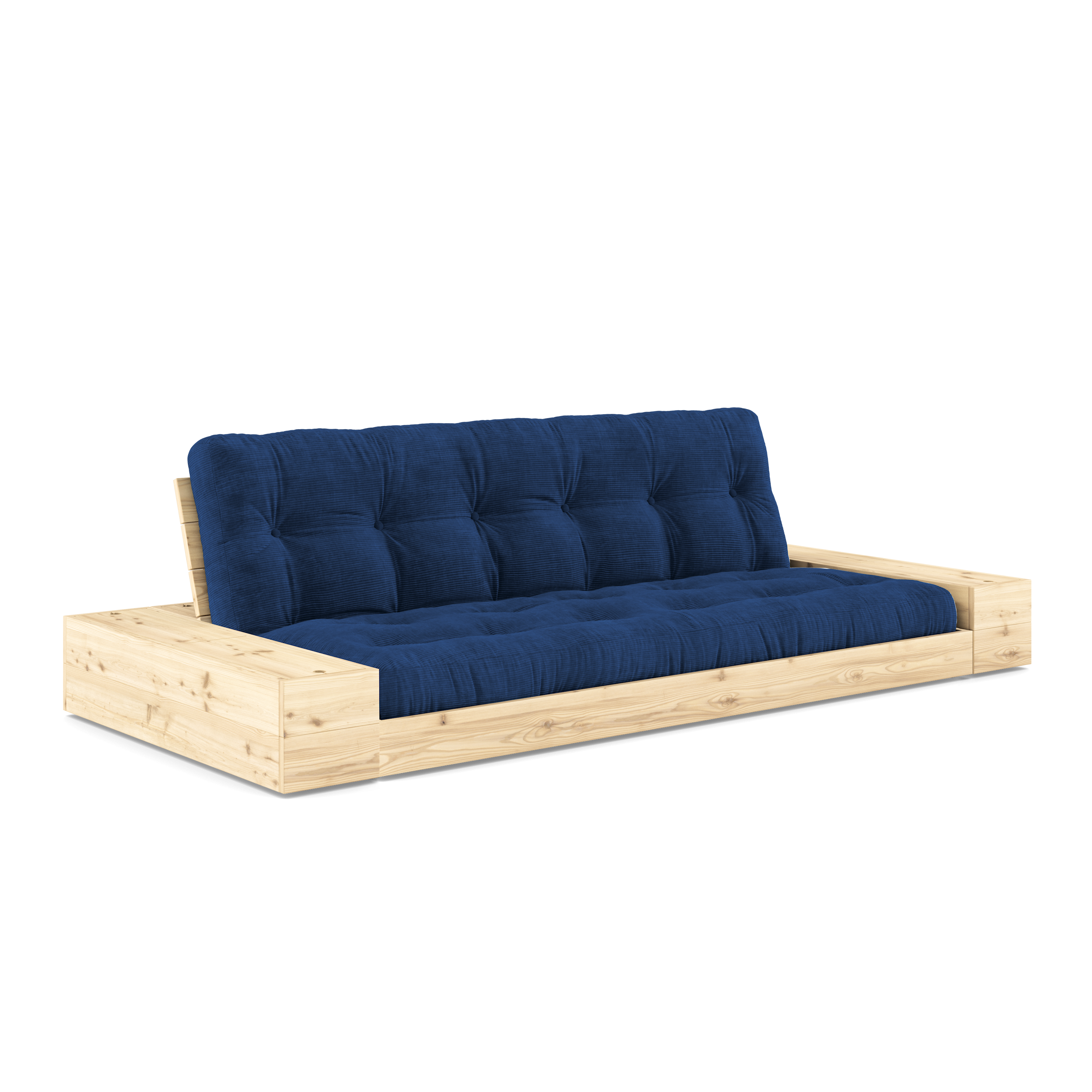 LAQUE DE BASE TRANSPARENTE AVEC 2 COFFRES LATÉRAUX TRANSLUCIDE AVEC MATELAS MIXTE 5 COUCHES MAT ROYAL BLEU