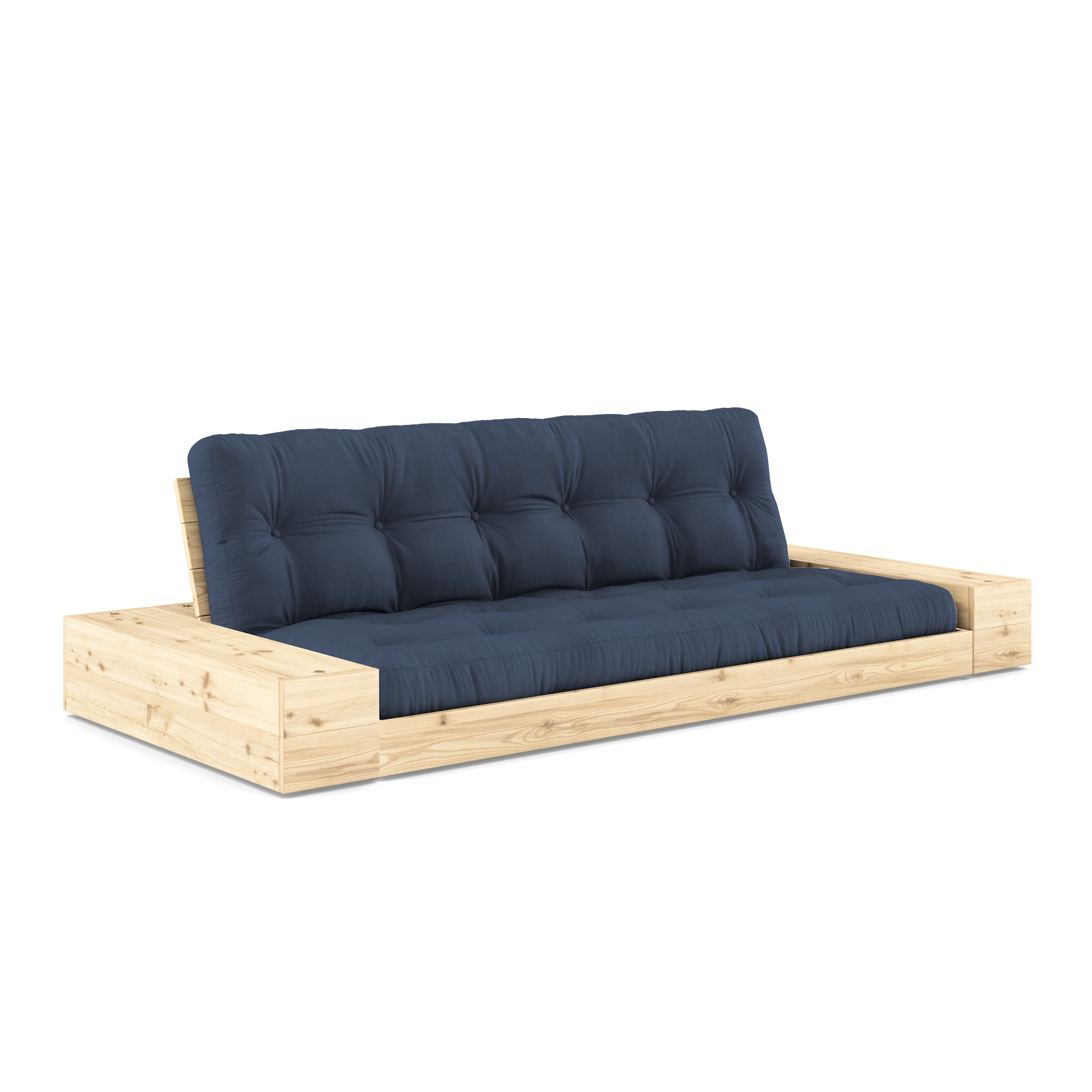 BASE TRANSPARENTE VERNIE AVEC 2 COFFRES LATÉRAUX TRANSPARENTS MATELAS MIXTE 5 COUCHES MAT NAVY