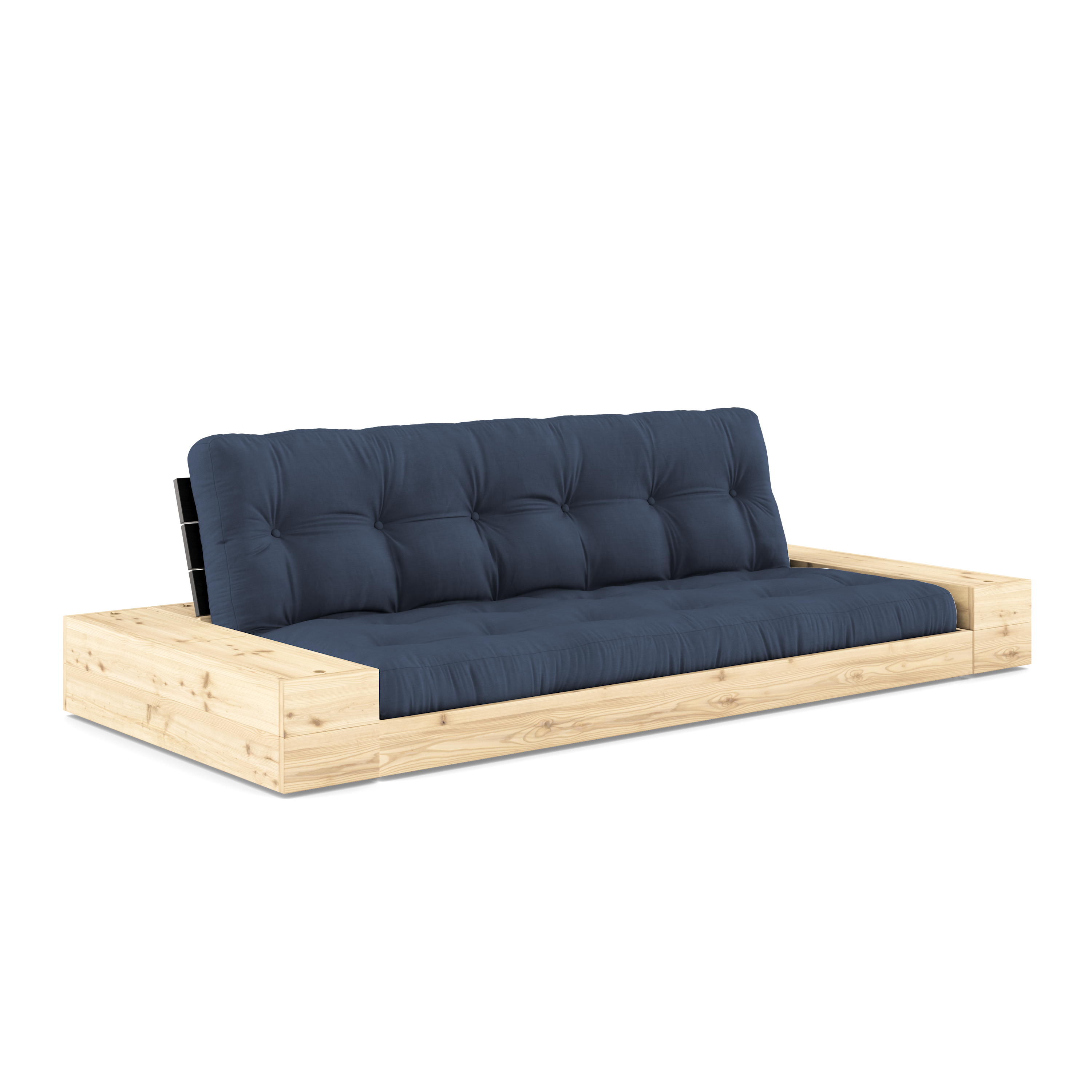 BASE NOIRE LAQUÉE NUIT AVEC 2 COFFRES LATÉRAUX CLÉS AVEC MATELAS MIXTE 5 COUCHES MATE MARINE
