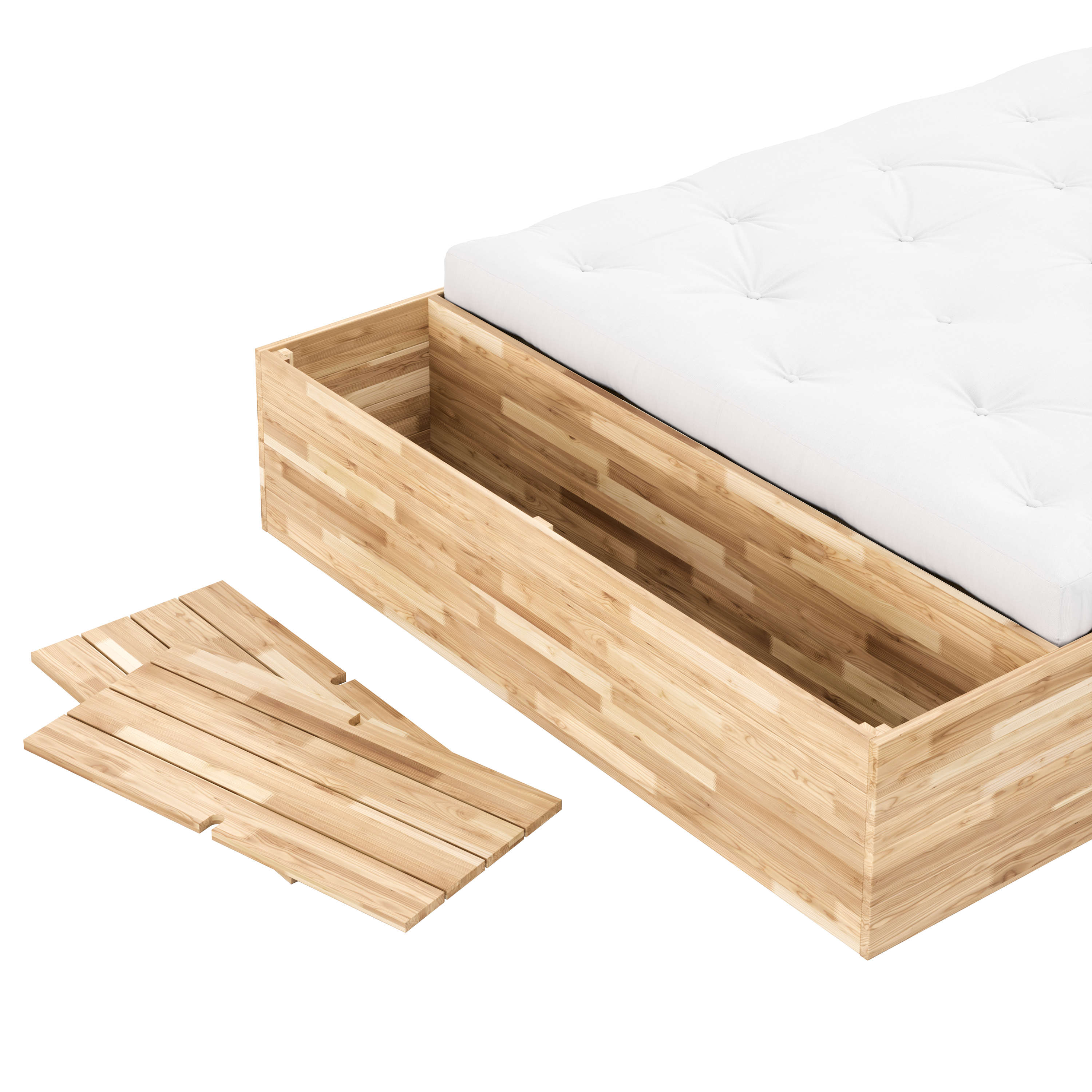 BASEMENT BED CLEAR LACQUERED 140 X 200