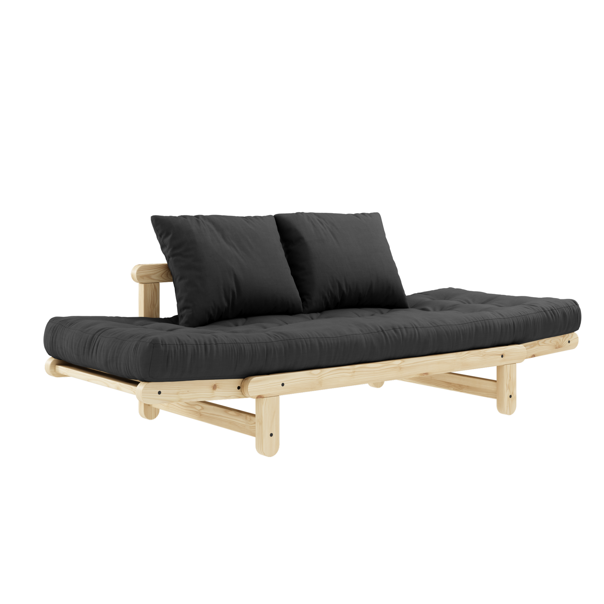 ENSEMBLE BEAT LAQUÉ TRANSPARENT AVEC MATELAS BEAT GRIS FONCÉ MAT