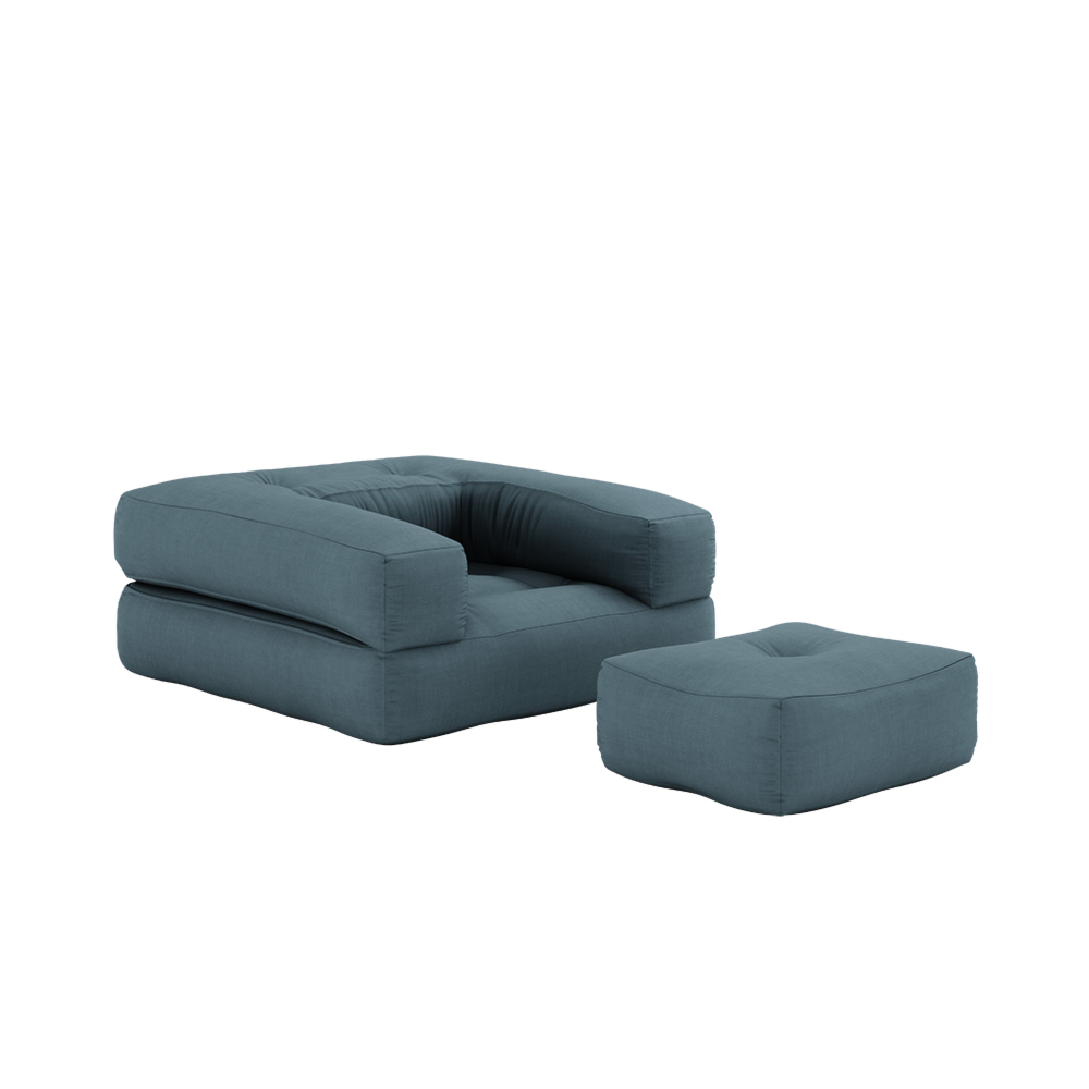FAUTEUIL CUBE BLEU PETROLE