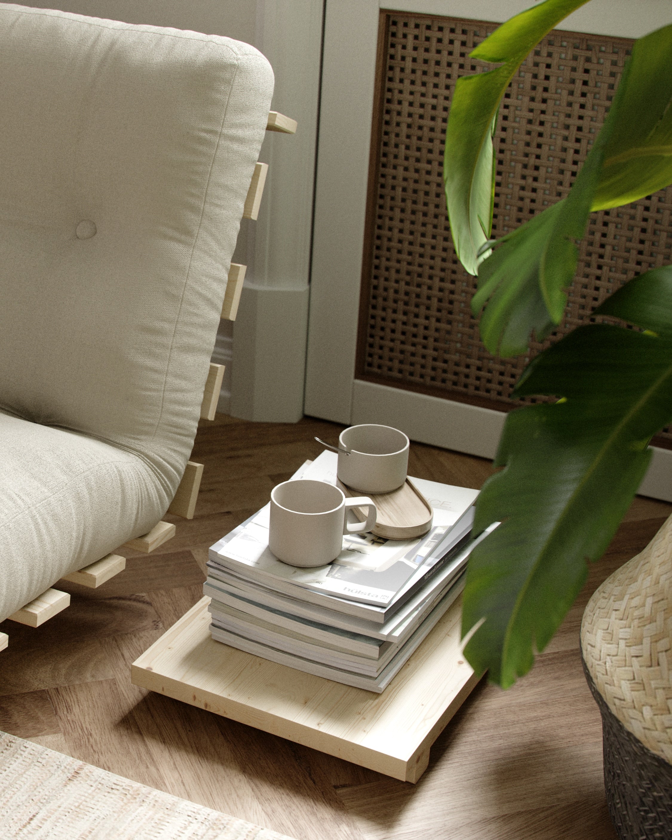 DOCK SIDE TABLE SET CLEAR LACQUERED