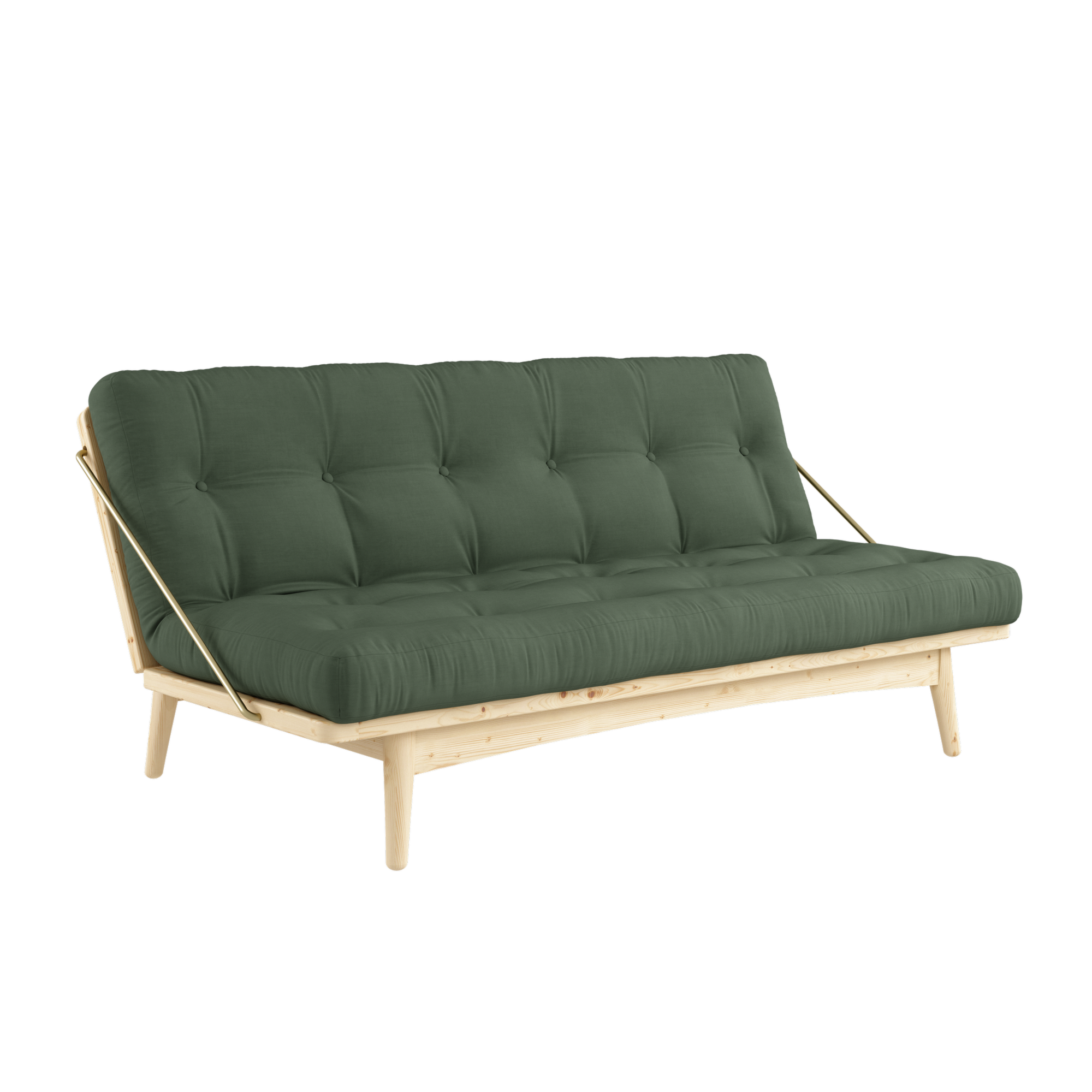 FOLK CLEAR LACQUERED W. 5-LAYER MIXED MATTRESS OLIVE GREEN