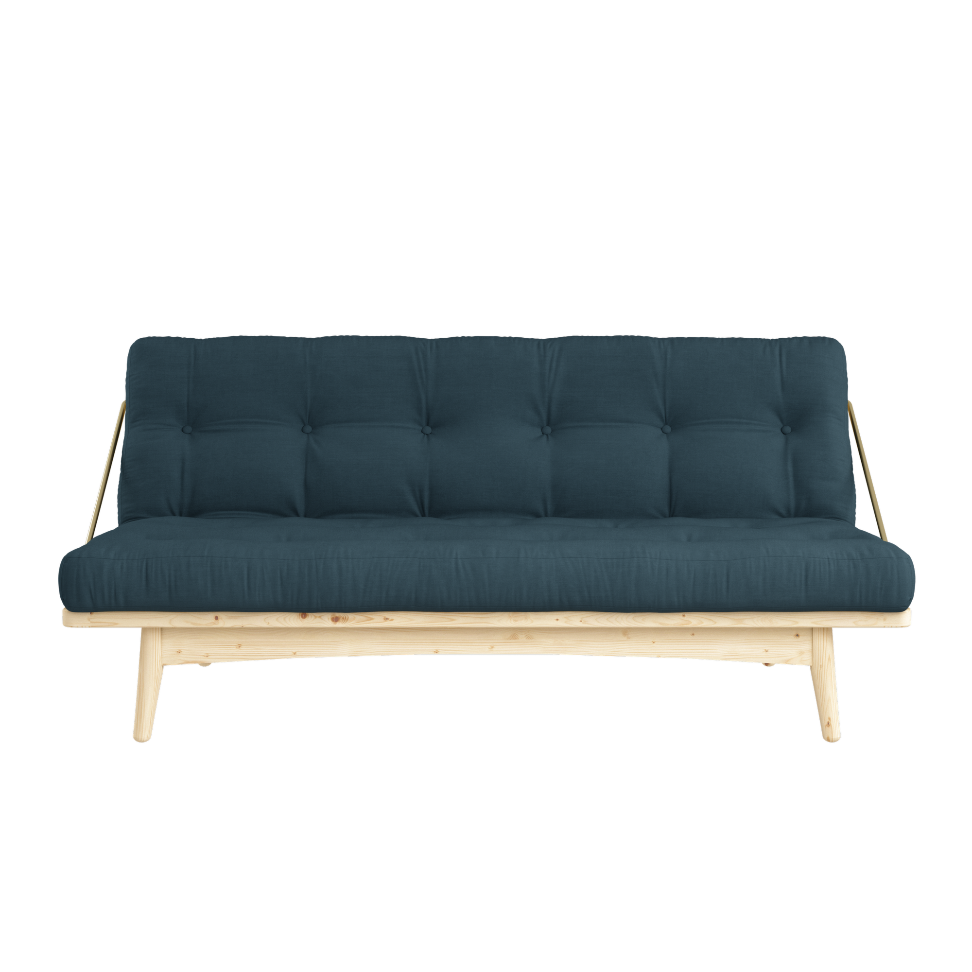 FOLK CLAIR VERNISÉ AVEC MATELAS MIXTE 5 COUCHES BLEU PETROLE