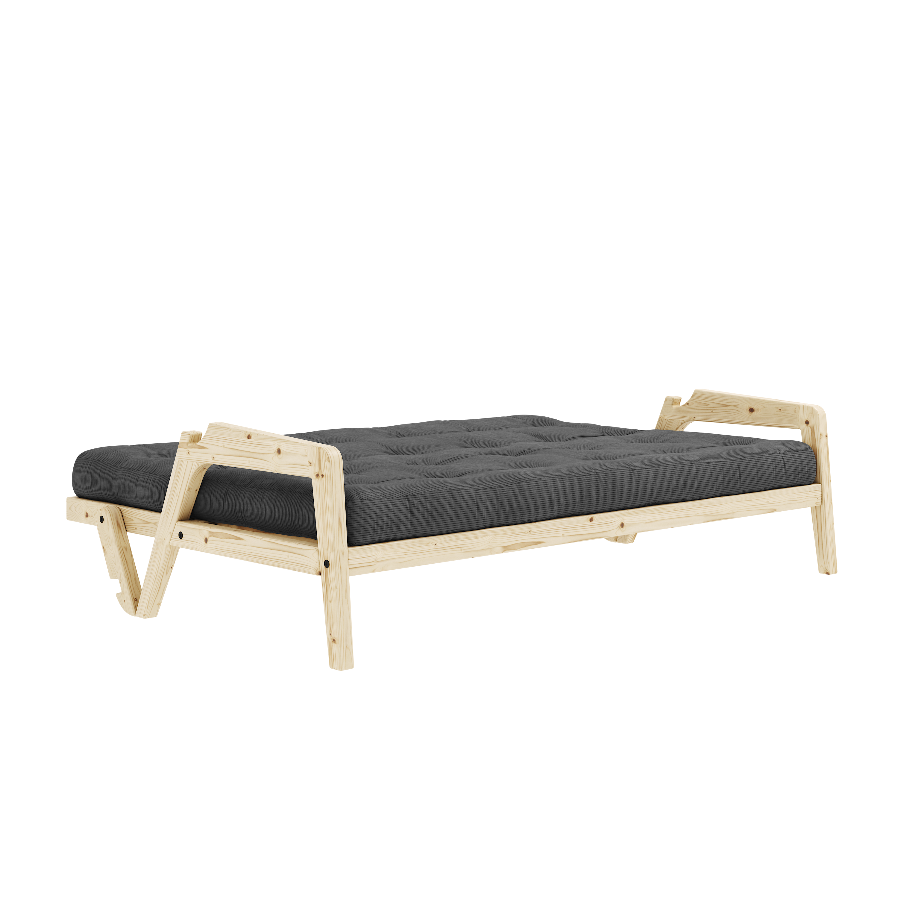 GRAB CLEAR LACQUERED W. 5-LAYER MIXED MATTRESS CHARCOAL