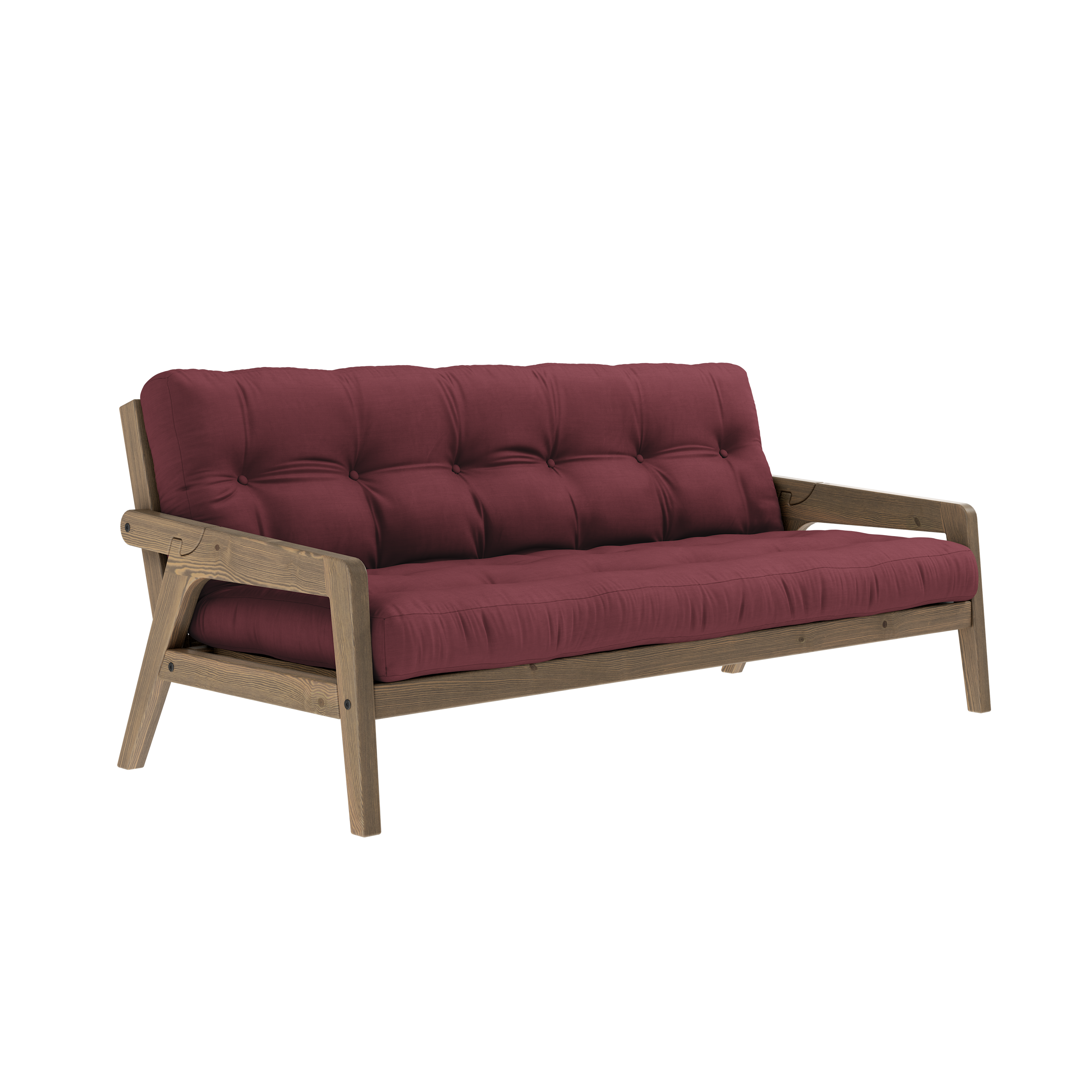 GRAB CAROB BROWN LACQUERED W. 5-LAYER MIXED MATTRESS BORDEAUX