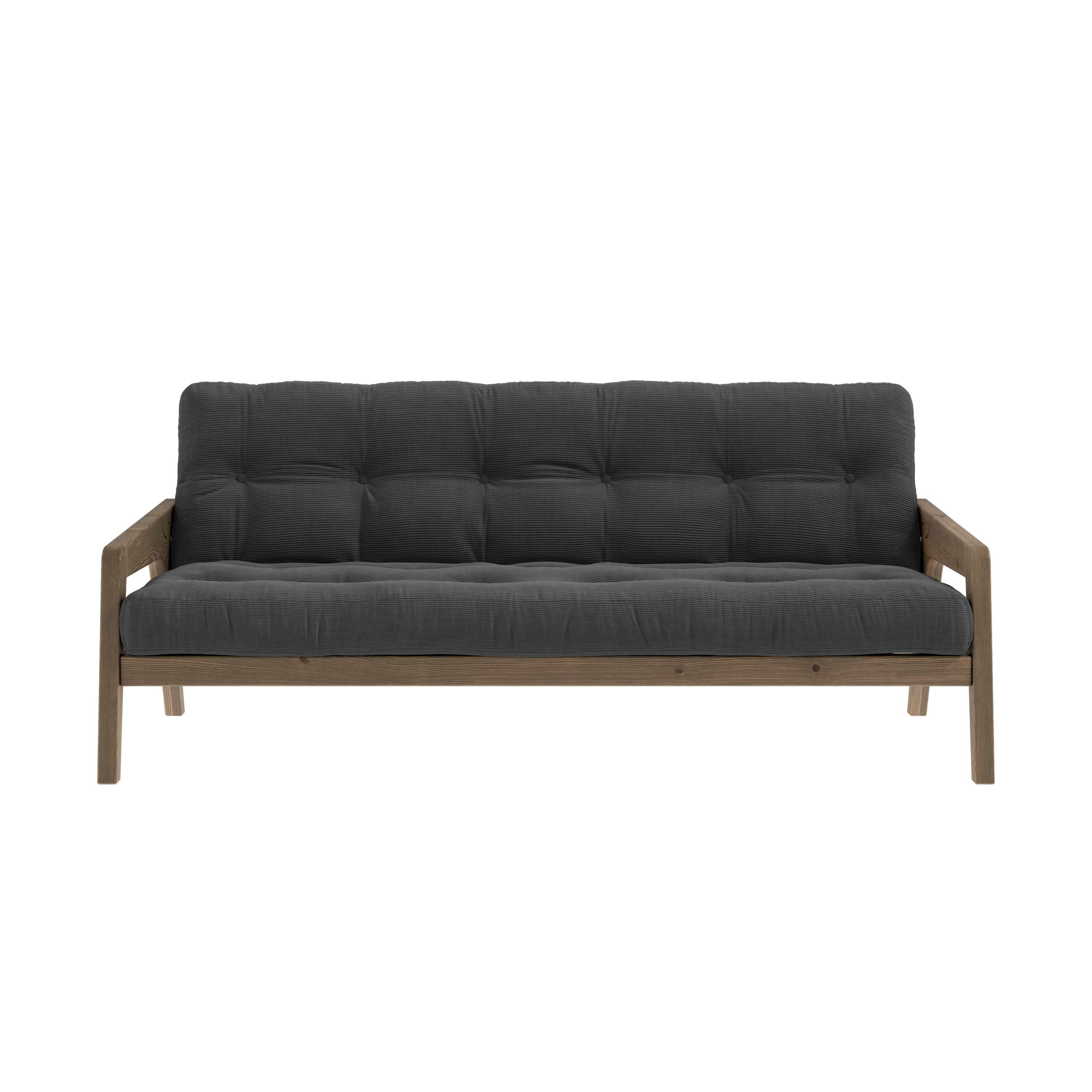 GRAB CAROB BROWN LACQUERED W. 5-LAYER MIXED MATTRESS CHARCOAL