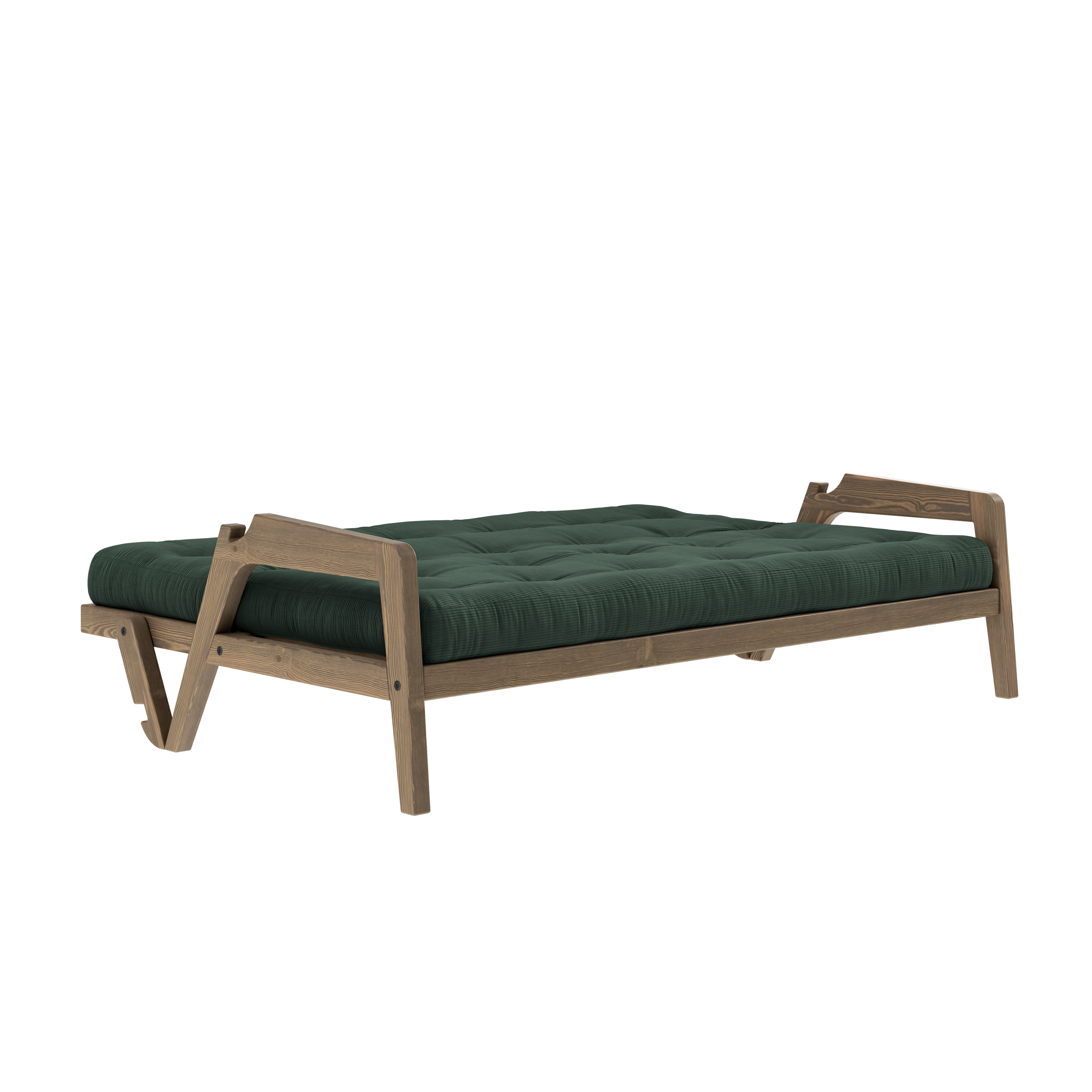 GRAB CAROB BROWN LACQUERED W. 5-LAYER MIXED MATTRESS SEAWEED