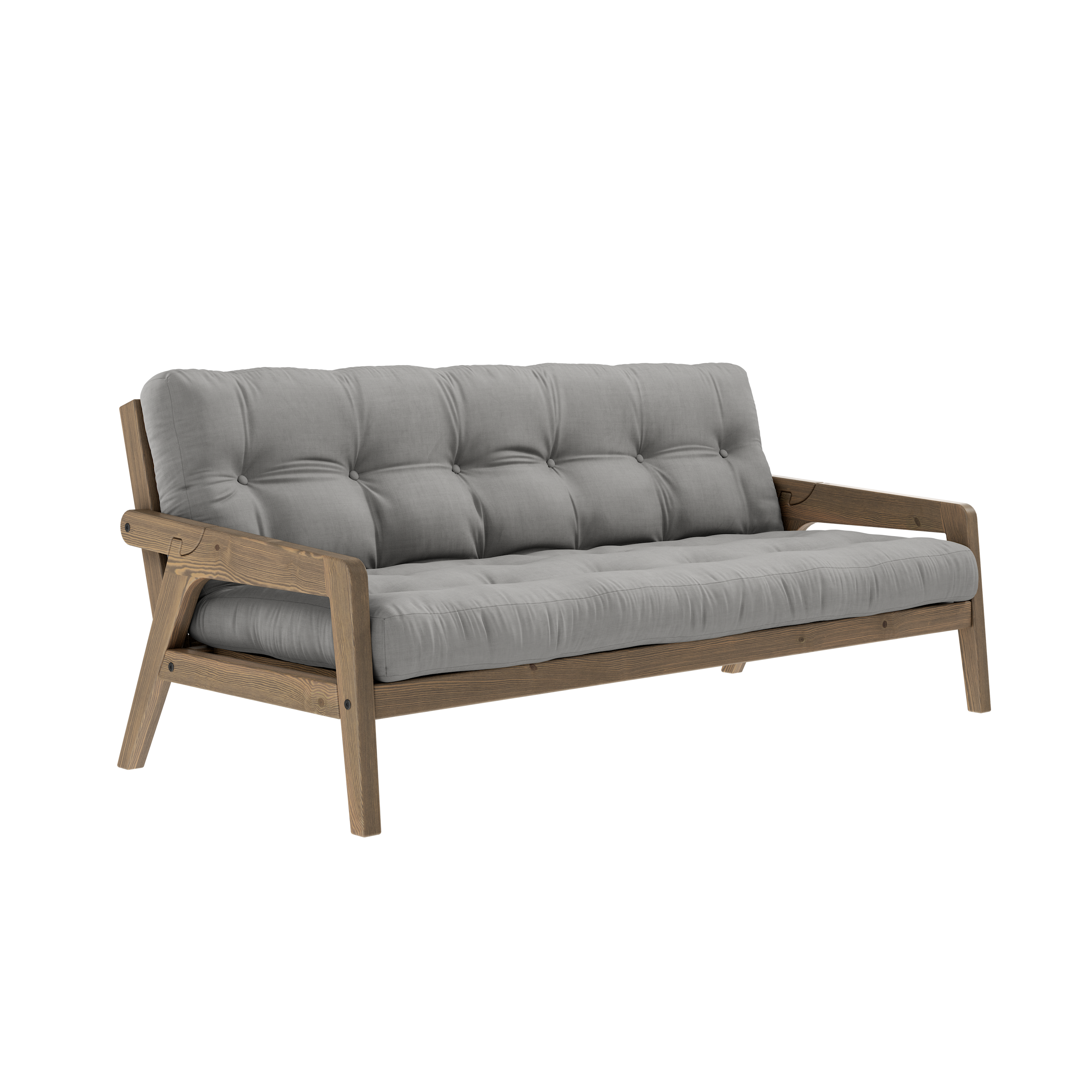 SANGLE CAROUBE MARRON LAQUÉE AVEC MATELAS MIXTE 5 COUCHES GRIS