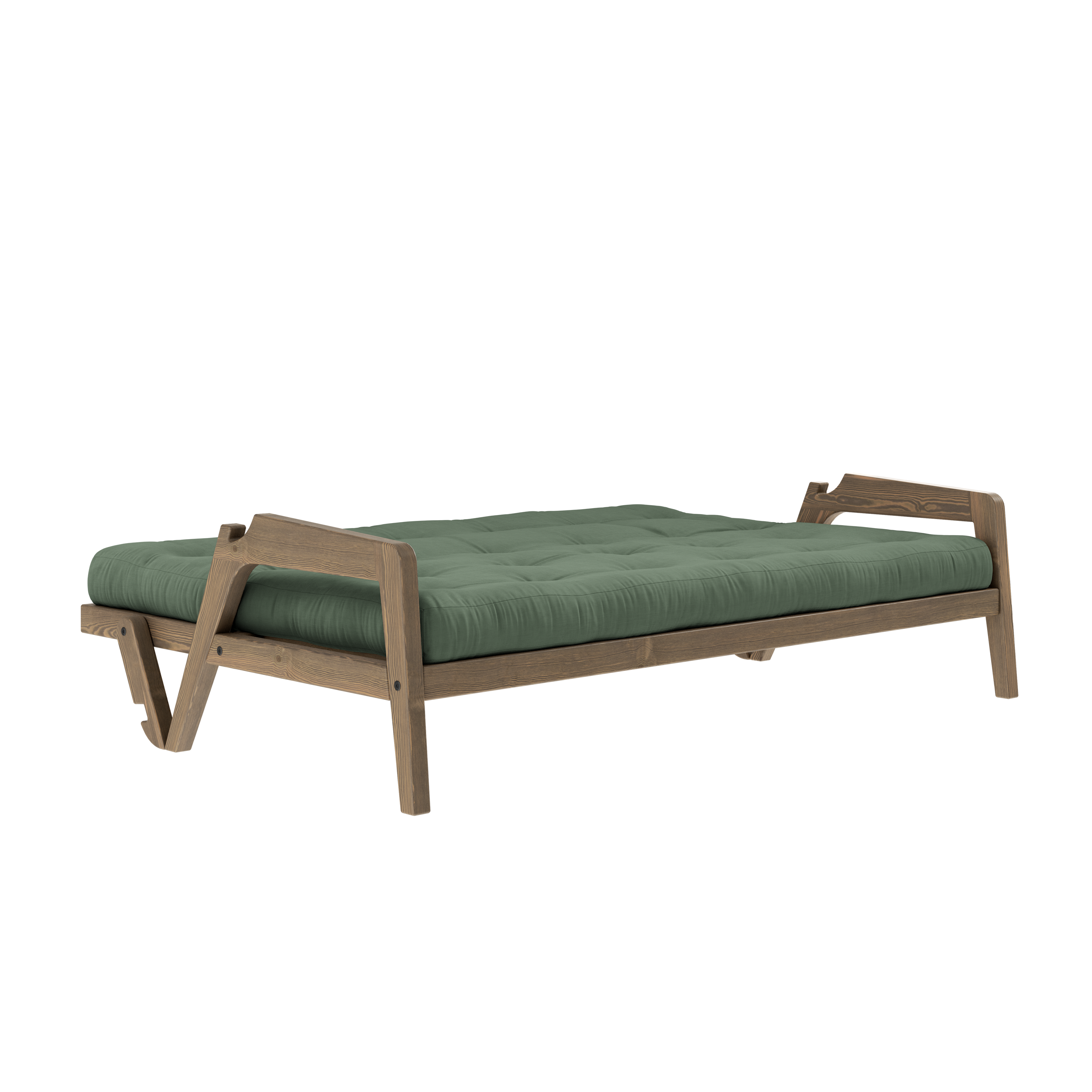 GRAB CAROB BROWN LACQUERED W. 5-LAYER MIXED MATTRESS OLIVE GREEN