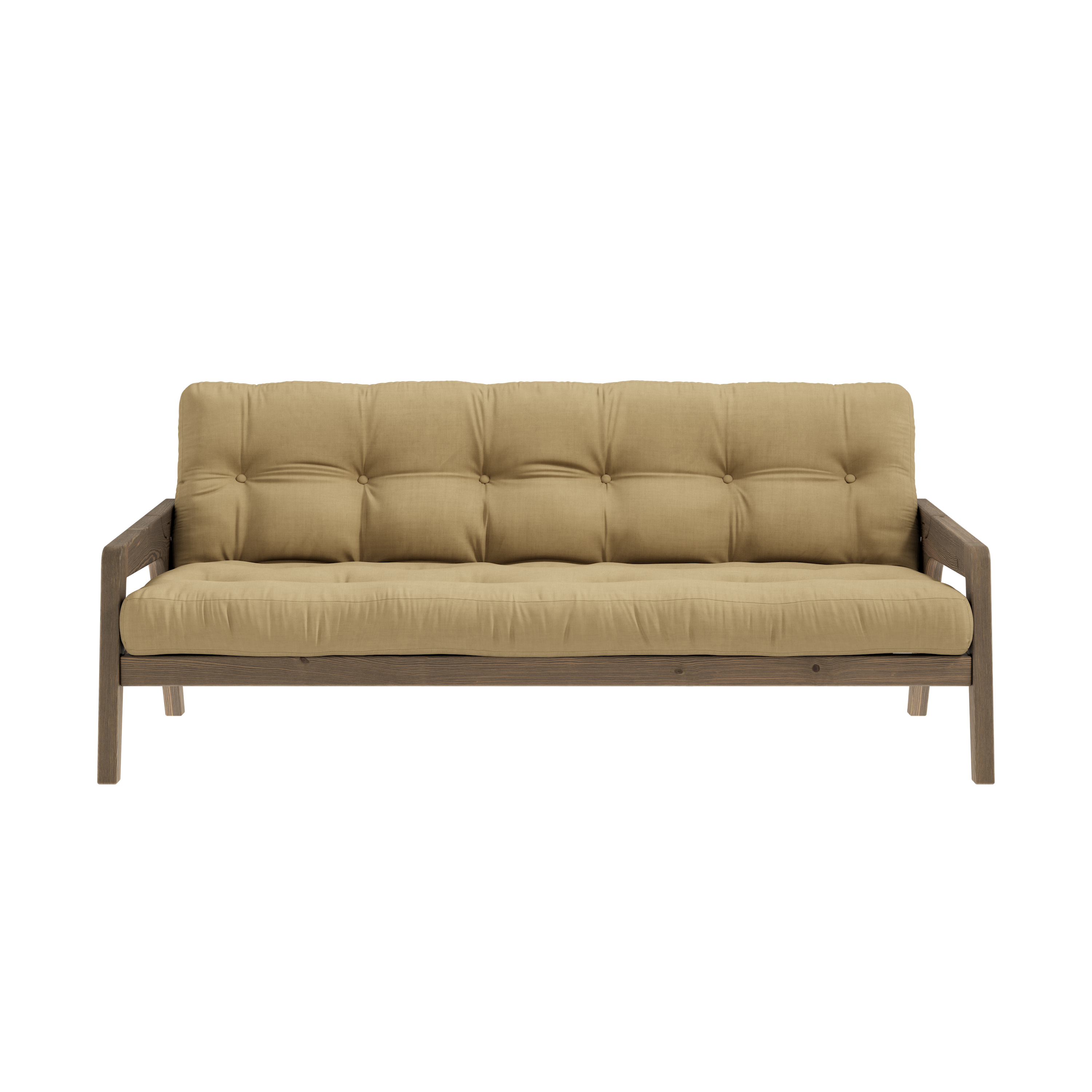 GRAB CAROB BROWN LACQUERED W. 5-LAYER MIXED MATTRESS WHEAT BEIGE