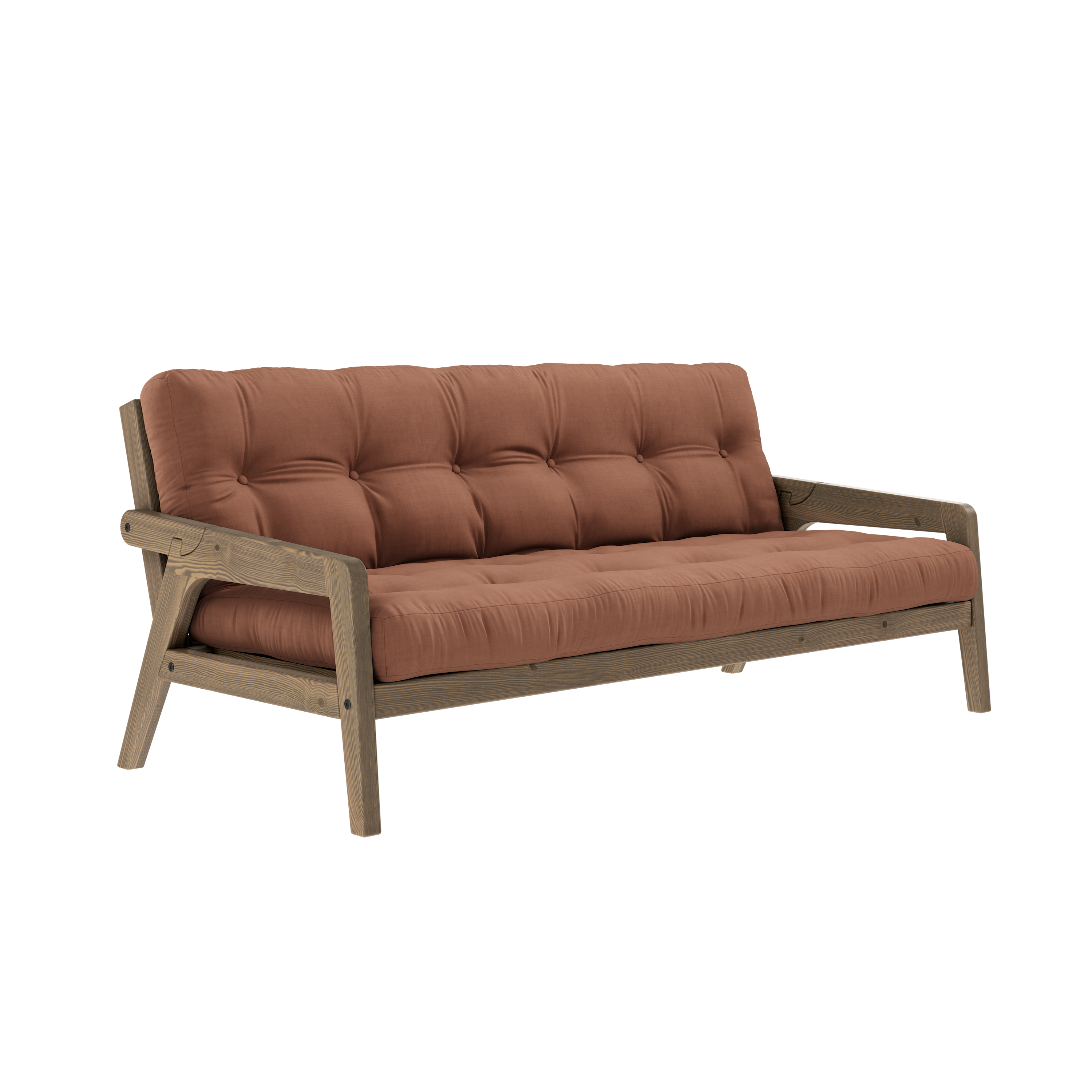 GRAB CAROB BROWN LACQUERED W. 5-LAYER MIXED MATTRESS CLAY BROWN