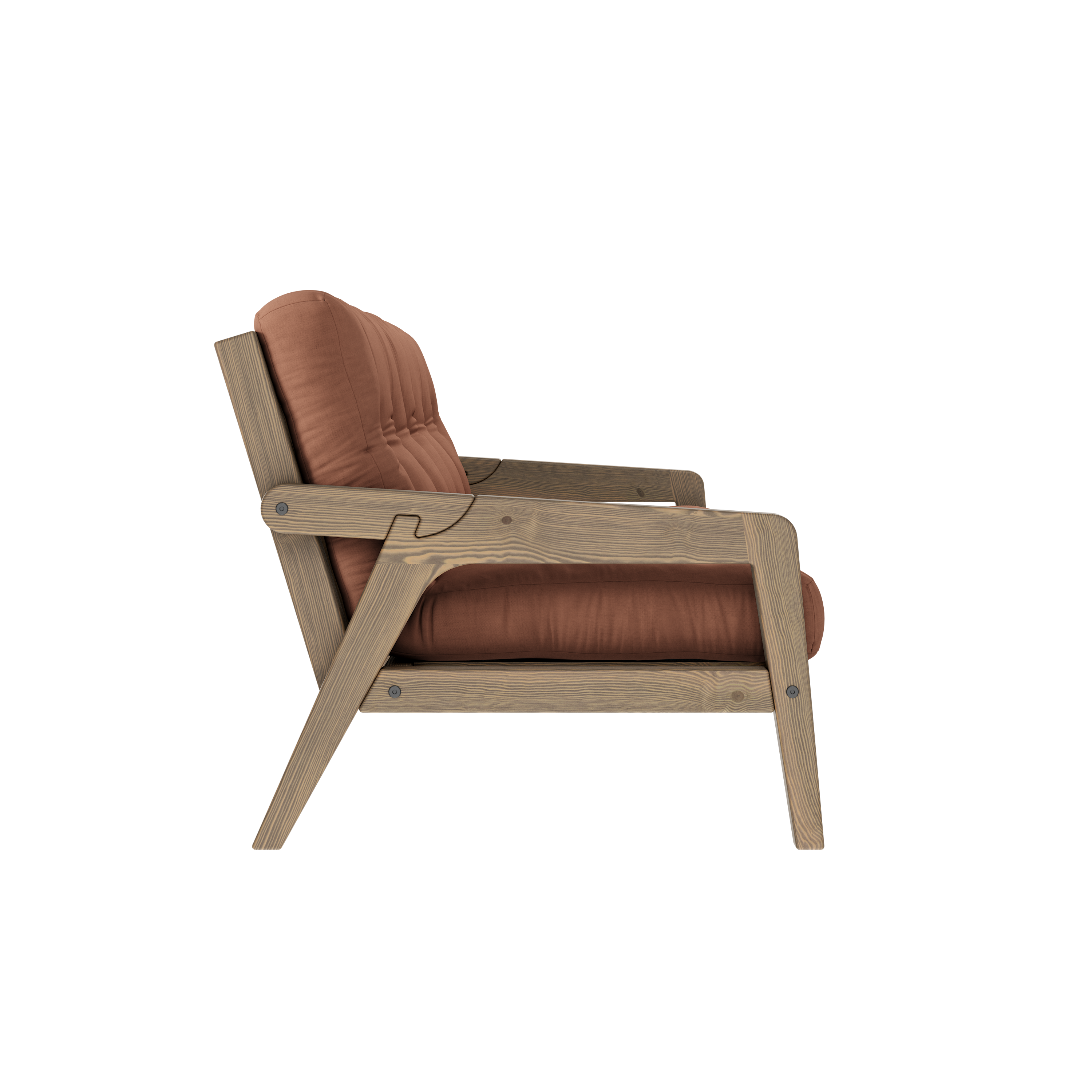 GRAB CAROB BROWN LACQUERED W. 5-LAYER MIXED MATTRESS CLAY BROWN