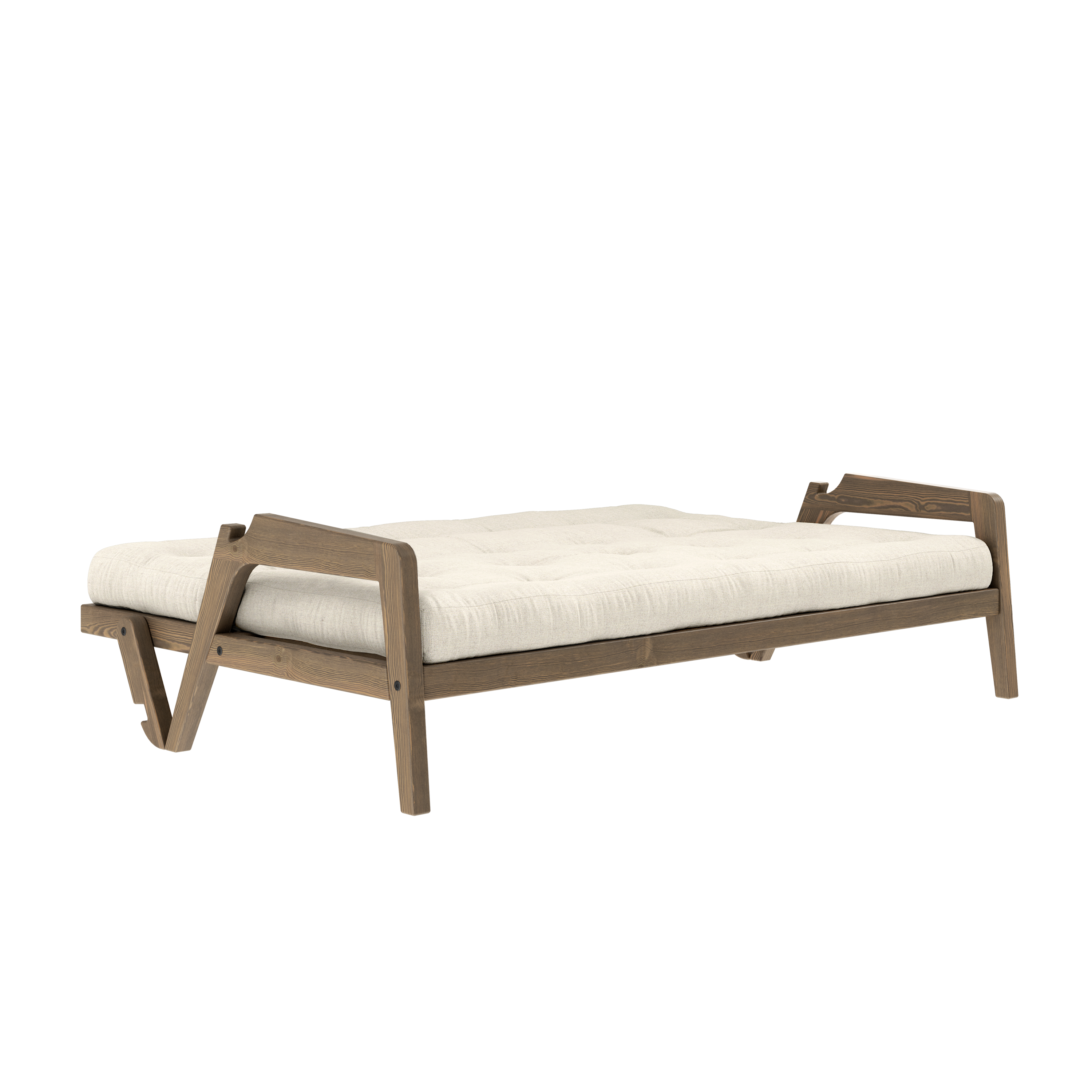 GRAB CAROB BROWN LACQUERED W. 5-LAYER MIXED MATTRESS LINEN