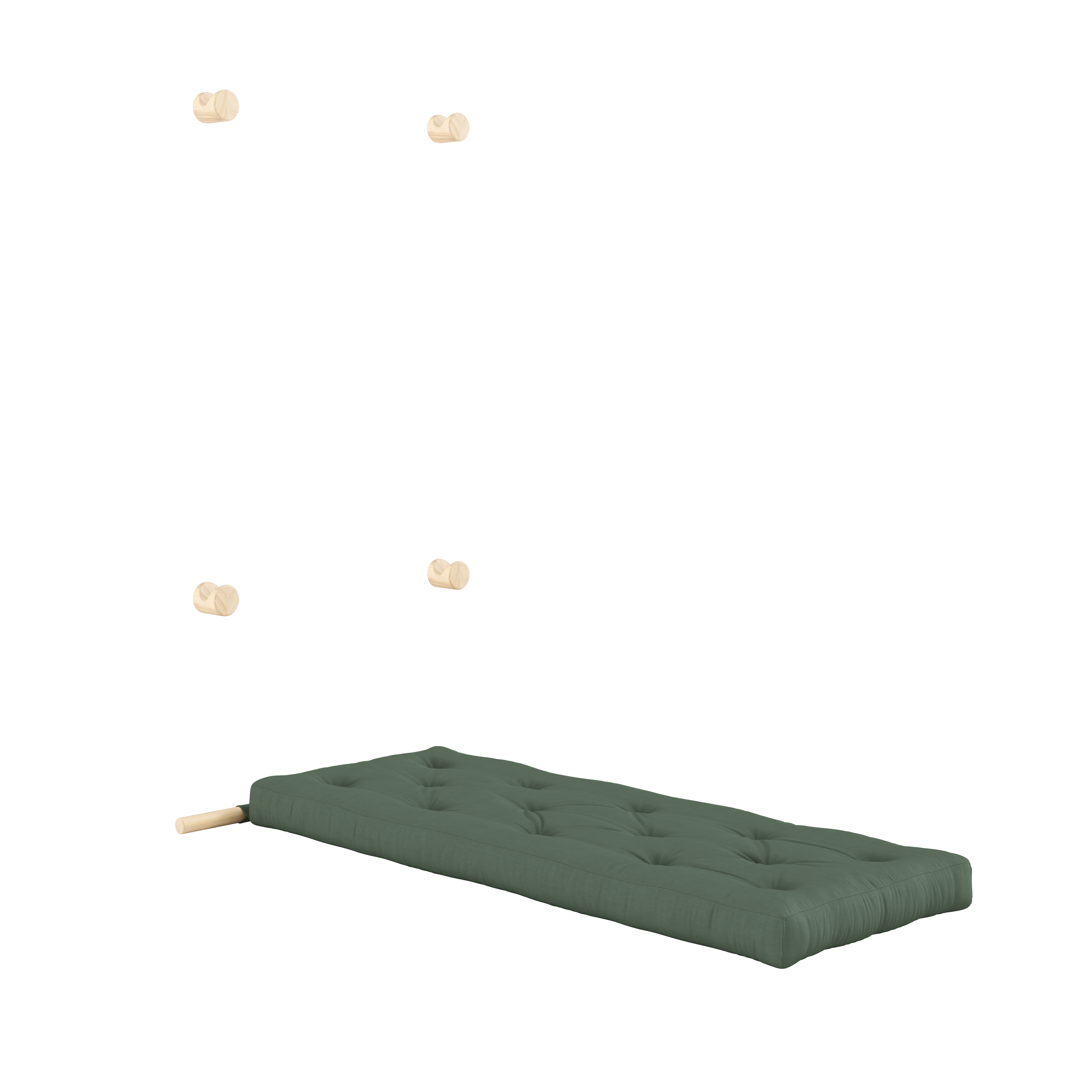 HOOKED RAW 75 x 200 W. BRAVO MATELAS VERT OLIVE