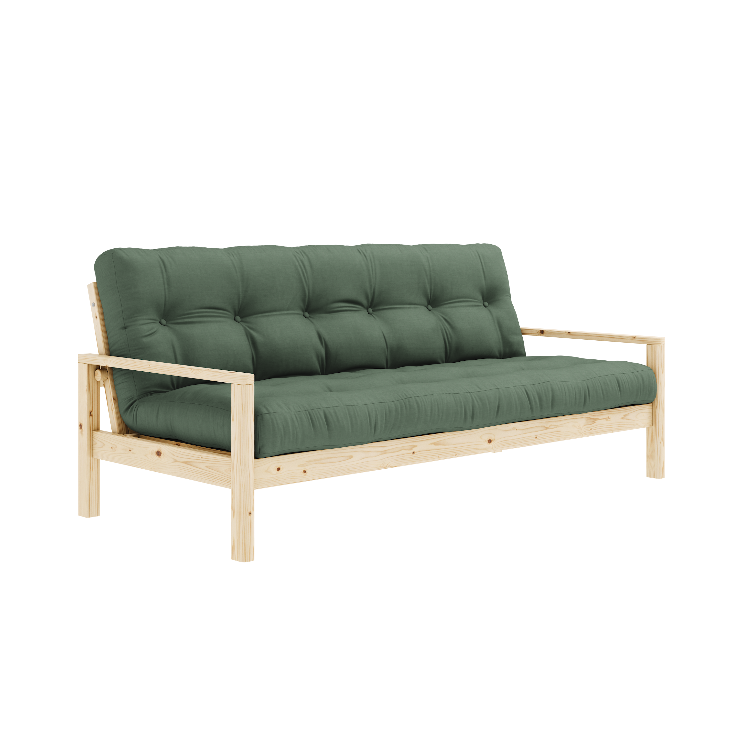 KNOB CLEAR LACQUERED W. 5-LAYER MIXED MATTRESS OLIVE GREEN