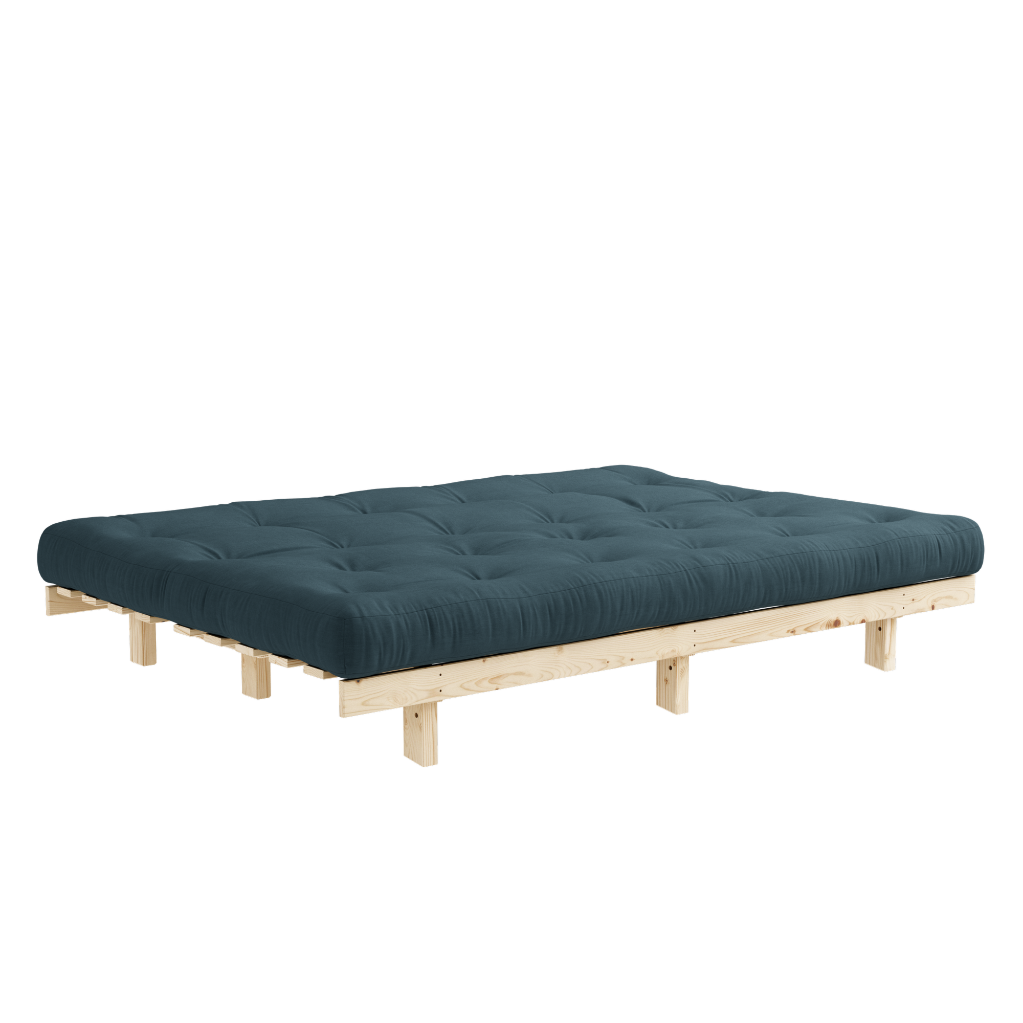 LEAN RAW 130 X 190 W. MATELAS MIXTE 5 COUCHES BLEU PÉTROLE