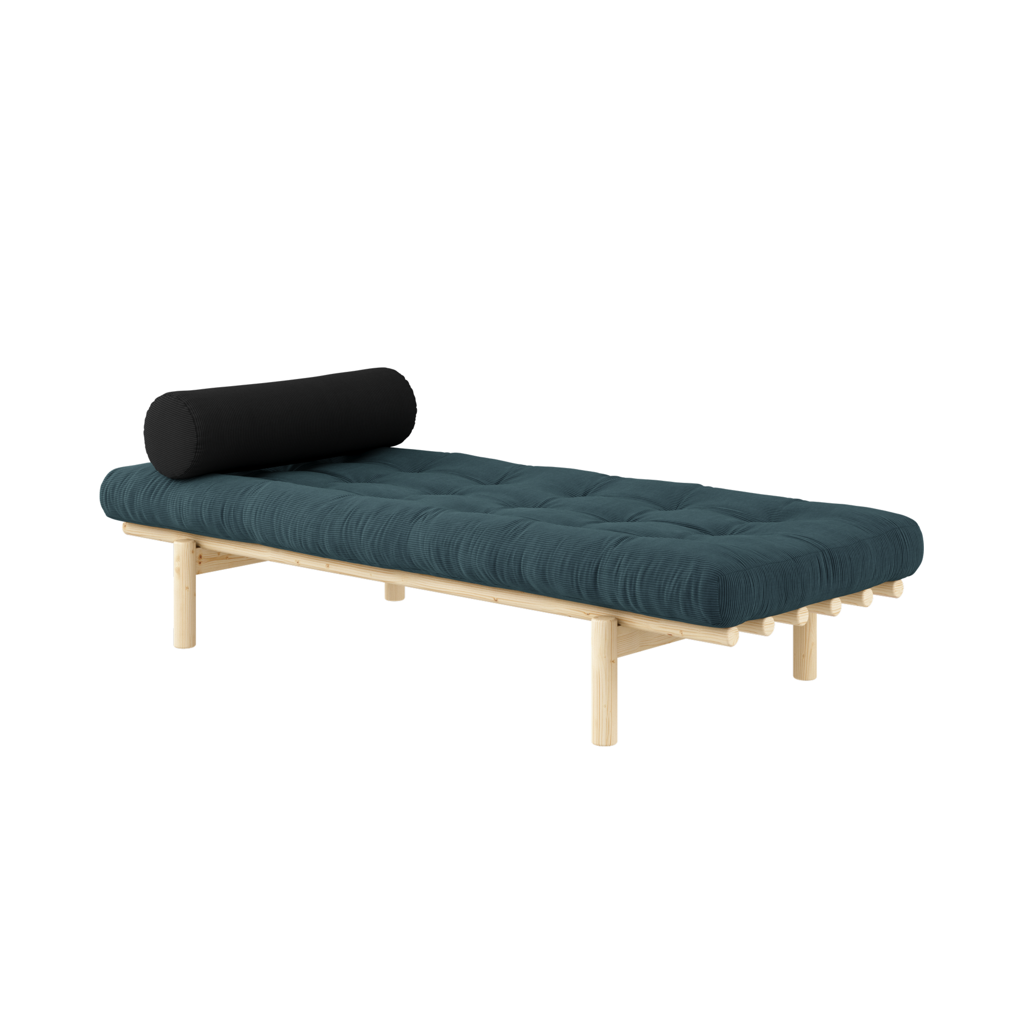 NEXT DAYBED CLEAR LACQUERED W. 4-LAYER MIXED MATTRESS PALE BLUE