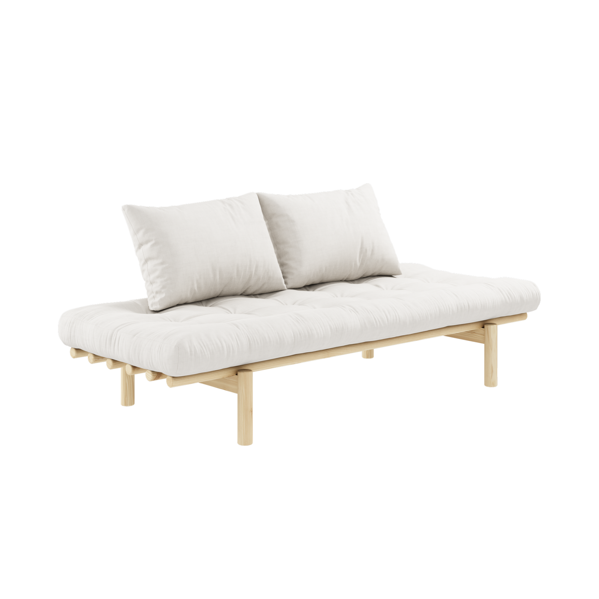 PACE DAYBED CLEAR LACQUERED W. 4-LAYER MIXED MATTRESS NATURAL