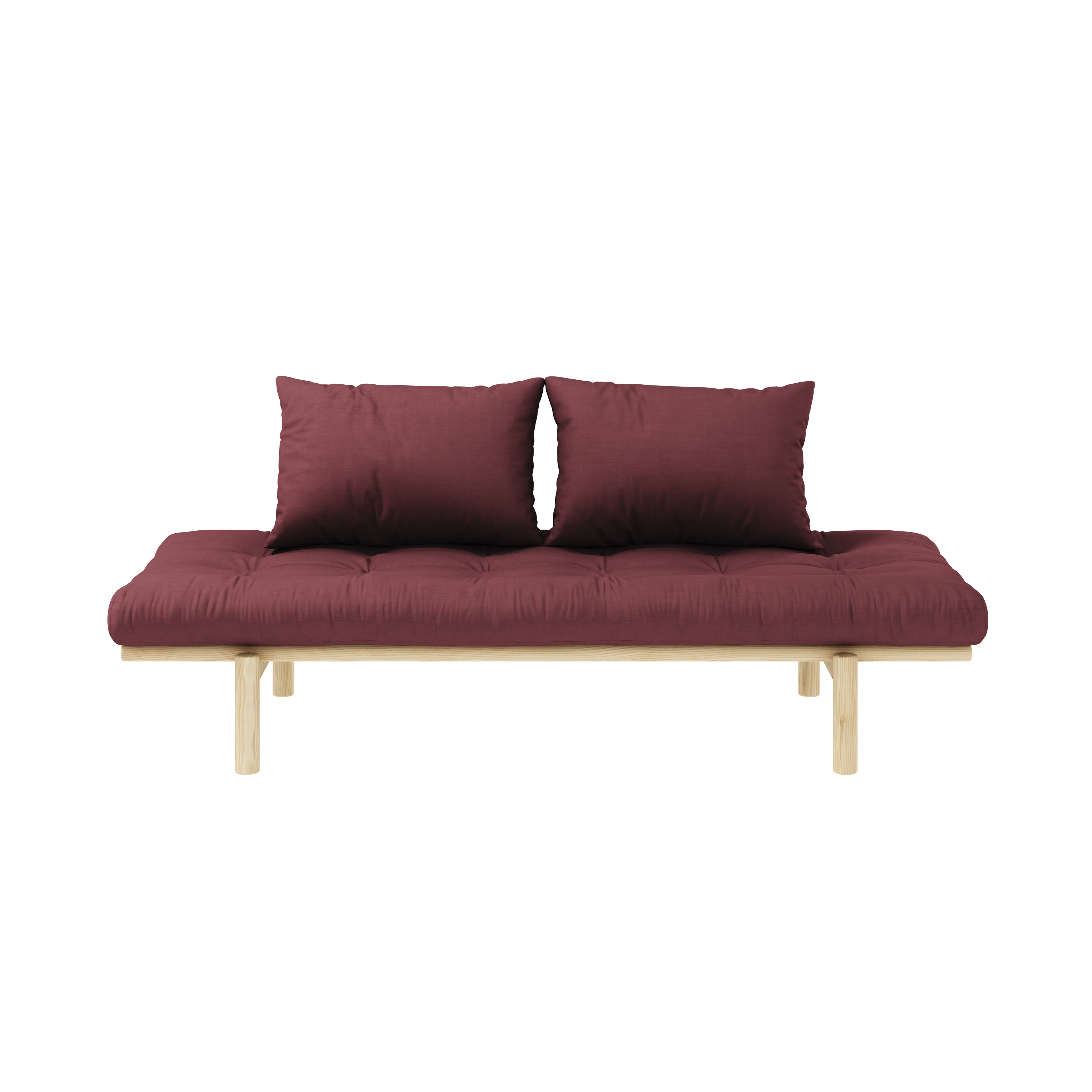 PACE DAYBED CLEAR LACQUERED W. 4-LAYER MIXED MATTRESS BORDEAUX