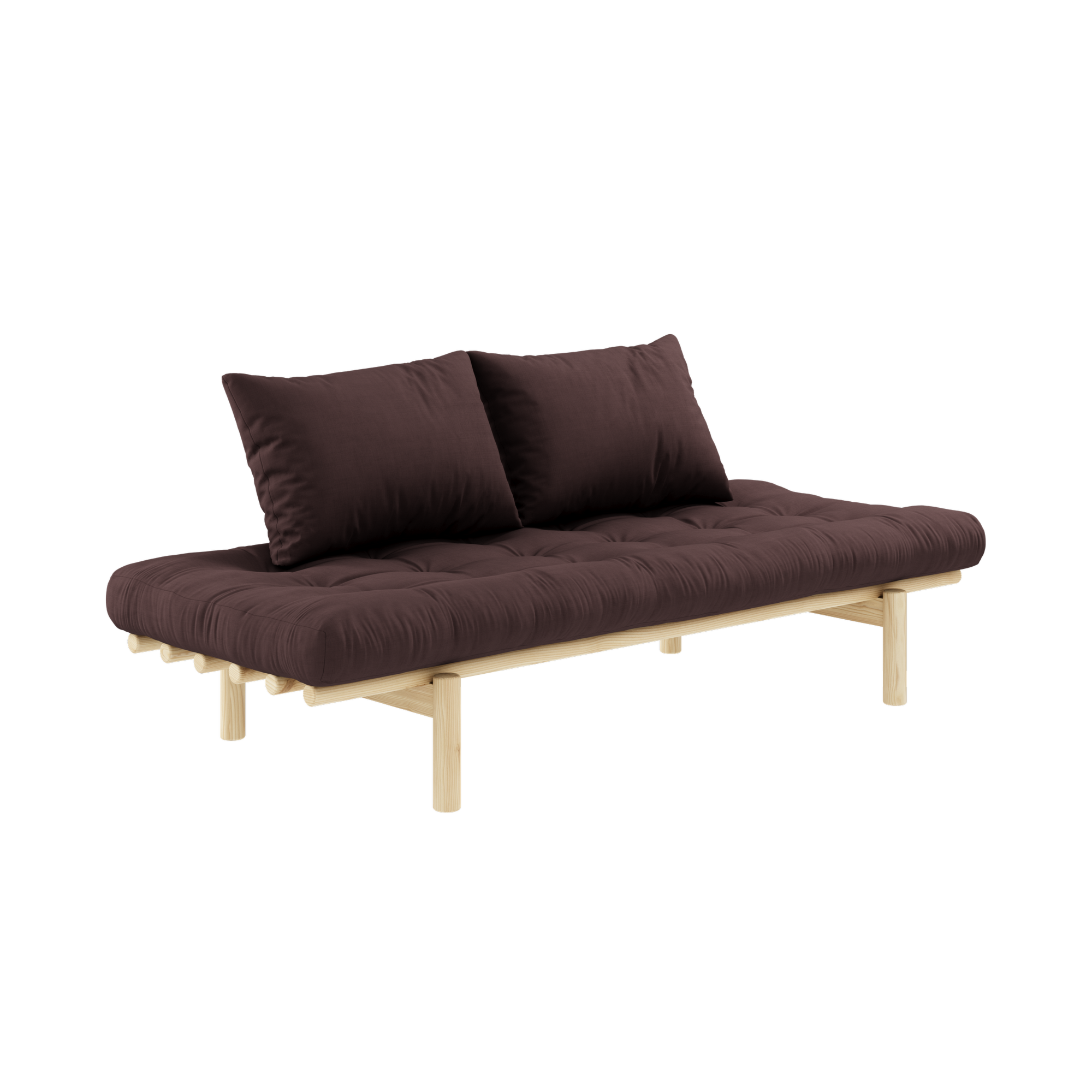 PACE DAYBED CLEAR LACQUERED W. 4-LAYER MIXED MATTRESS BROWN