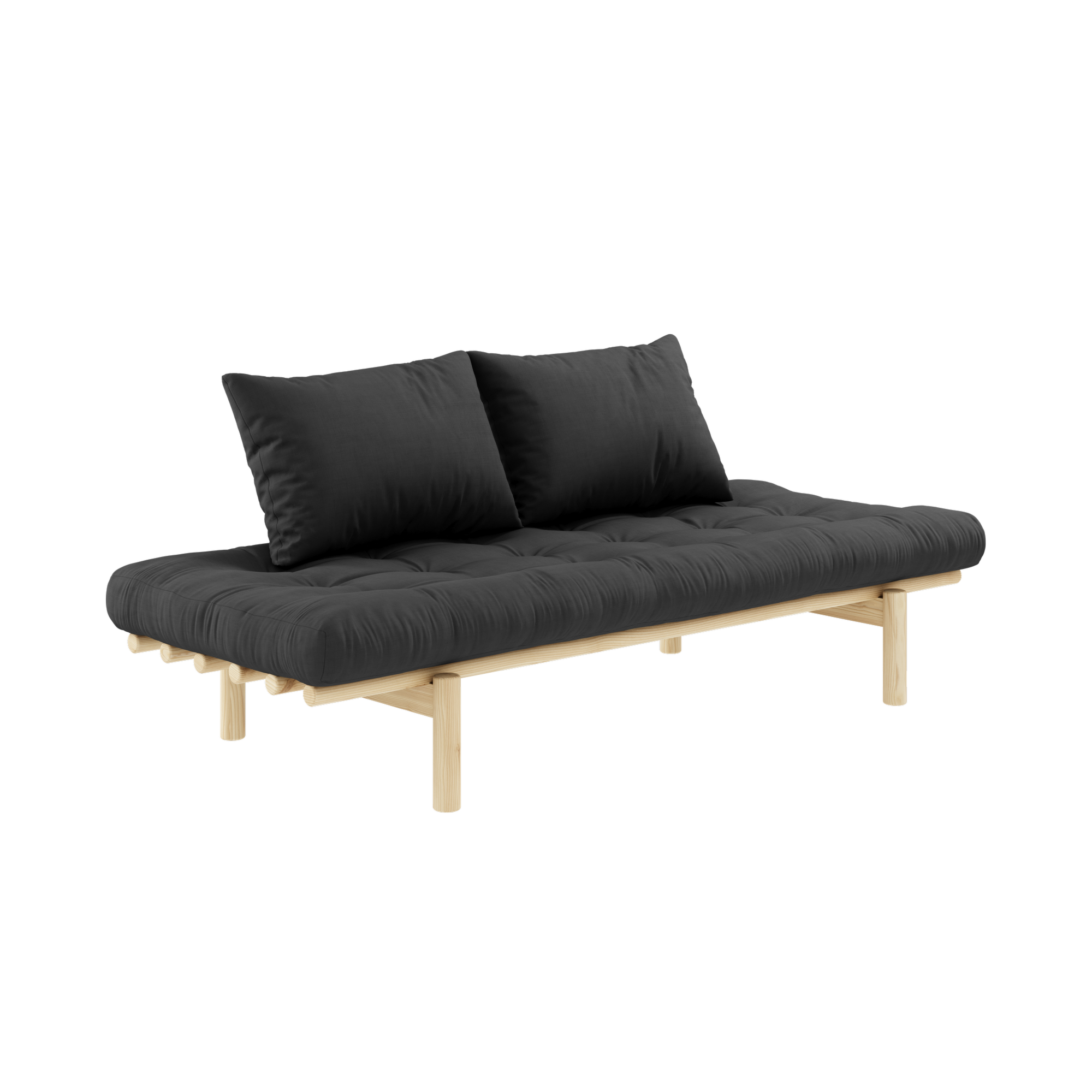 PACE DAYBED CLEAR LACQUERED W. 4-LAYER MIXED MATTRESS DARK GREY