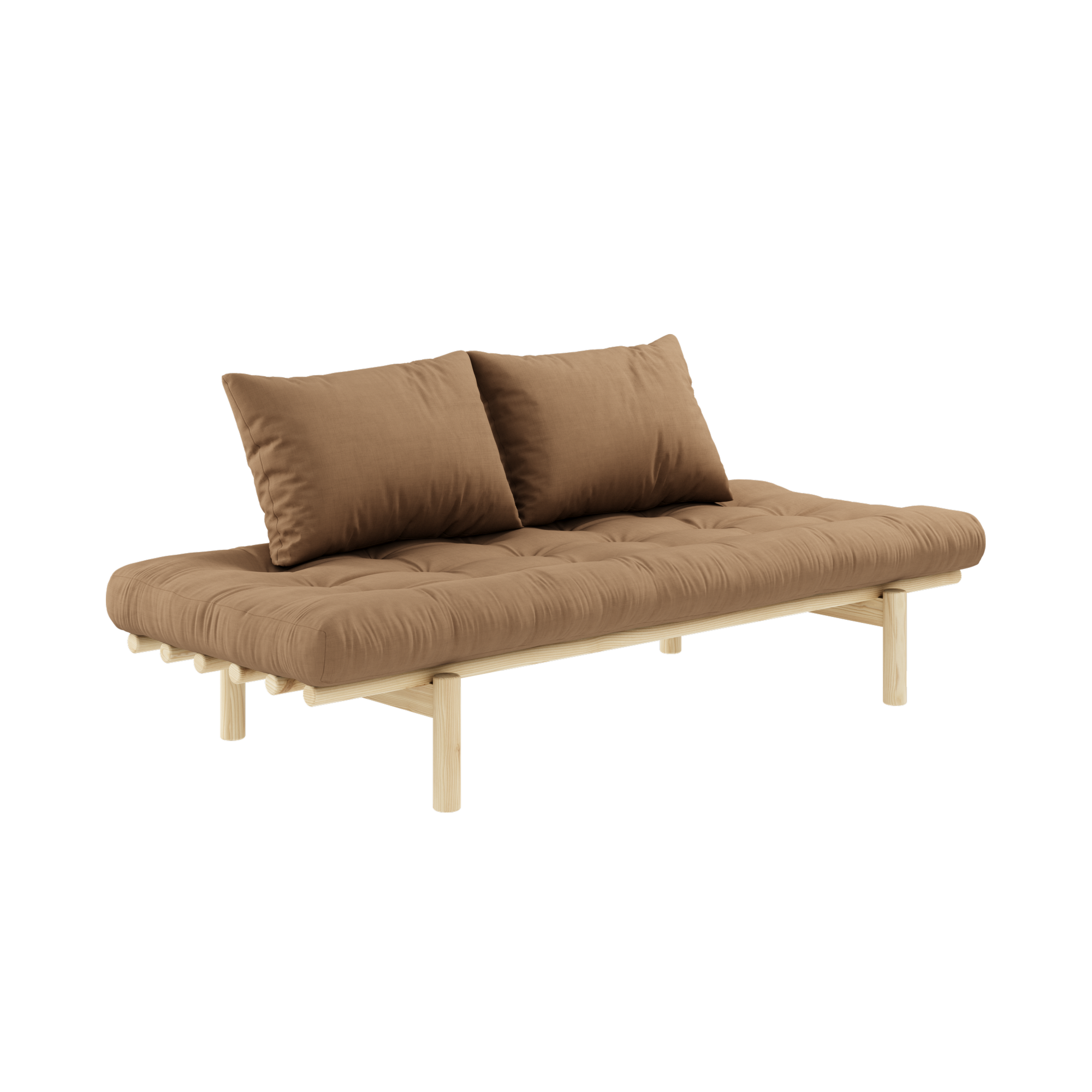 PACE DAYBED CLEAR LACQUERED W. 4-LAYER MIXED MATTRESS MOCCA