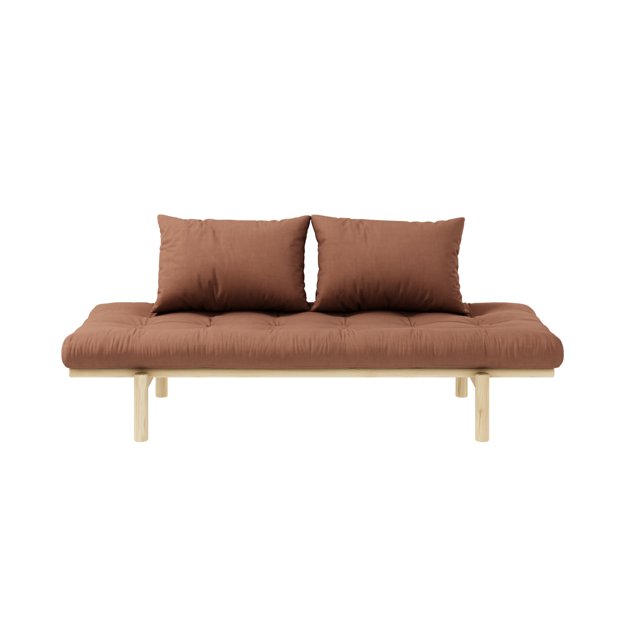 PACE DAYBED CLEAR LACQUERED W. 4-LAYER MIXED MATTRESS CLAY BROWN