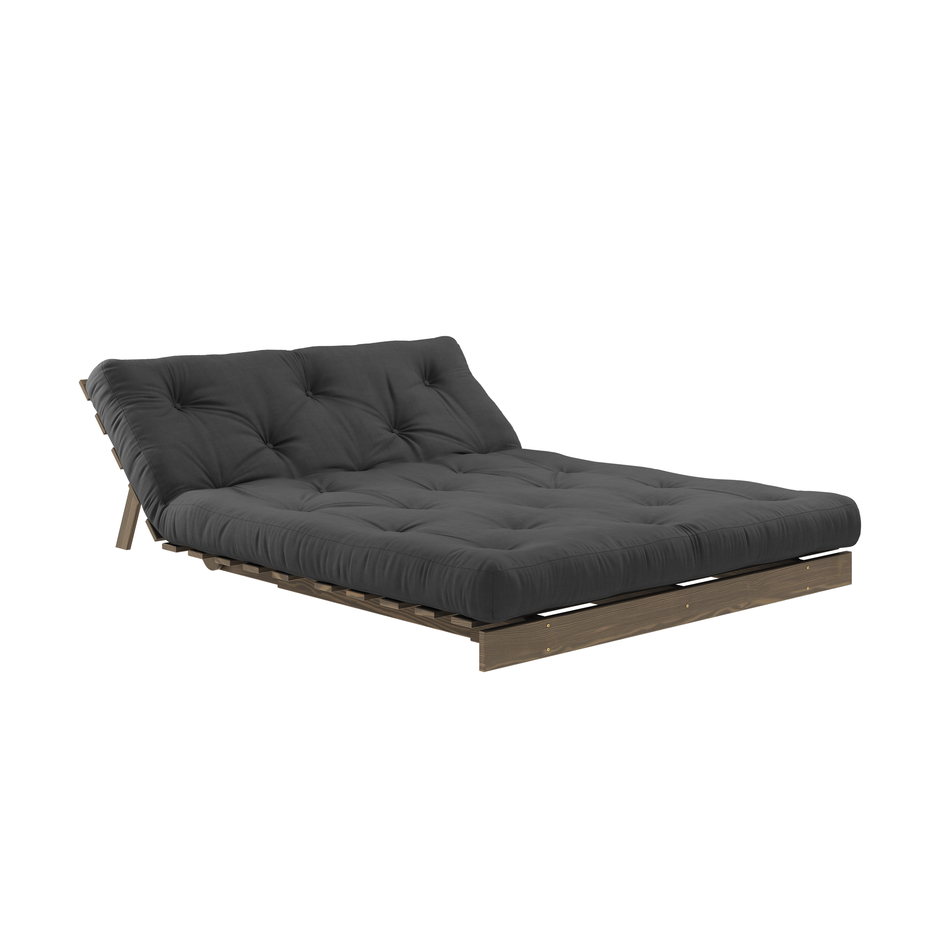 ROOTS CAROB BRUN 140 X 200 AVEC MATELAS ROOTS GRIS FONCÉ