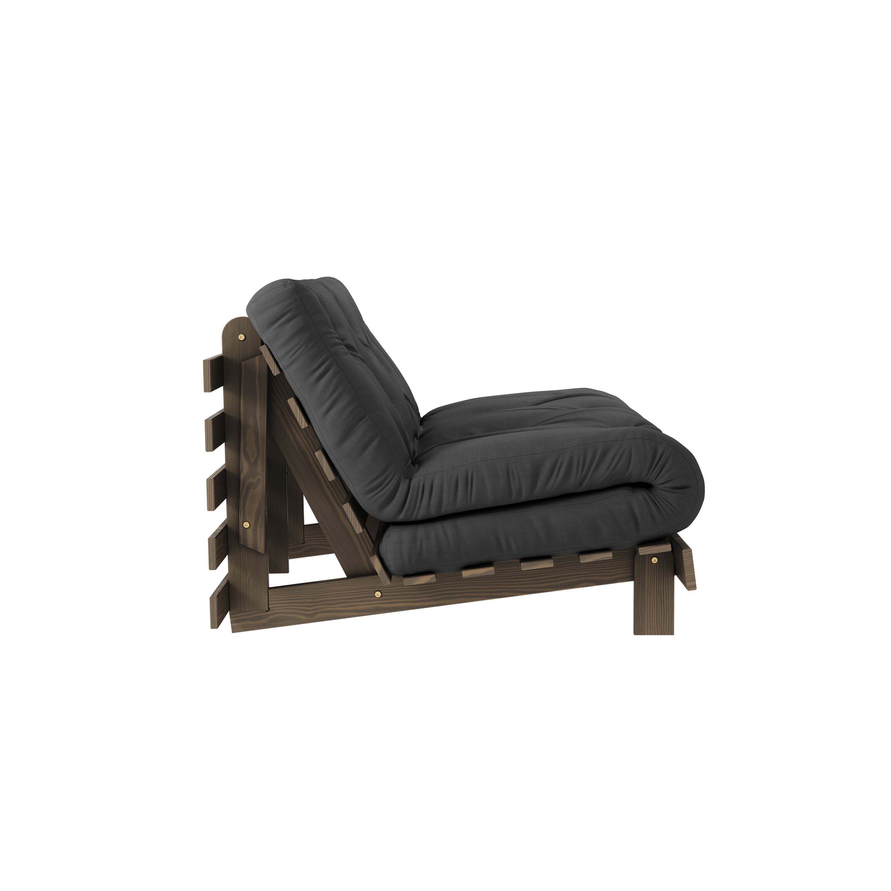 ROOTS CAROB BRUN 140 X 200 AVEC MATELAS ROOTS GRIS FONCÉ