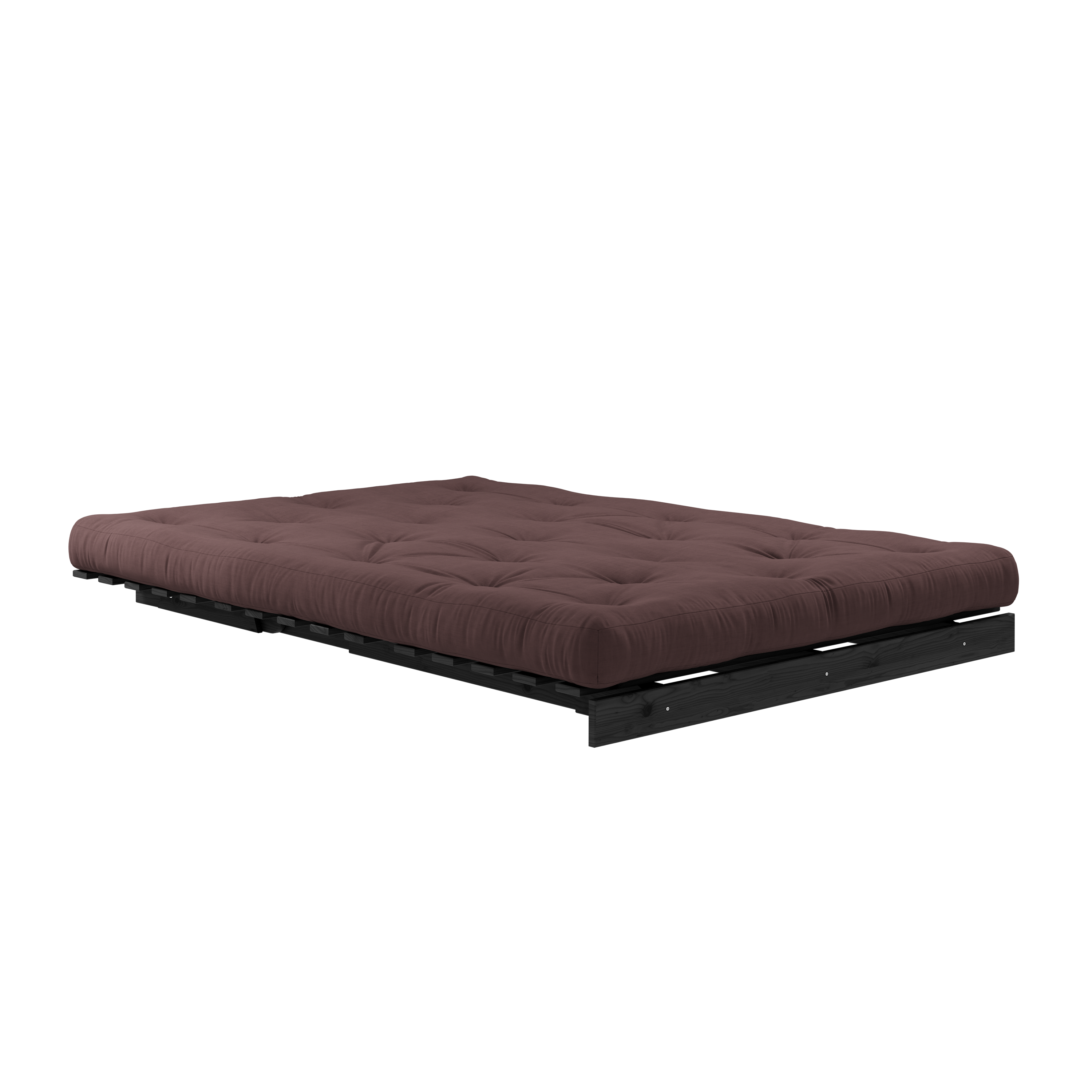 ROOTS NOIR LAQUÉ 140 X 200 AVEC MATELAS ROOTS MARRON