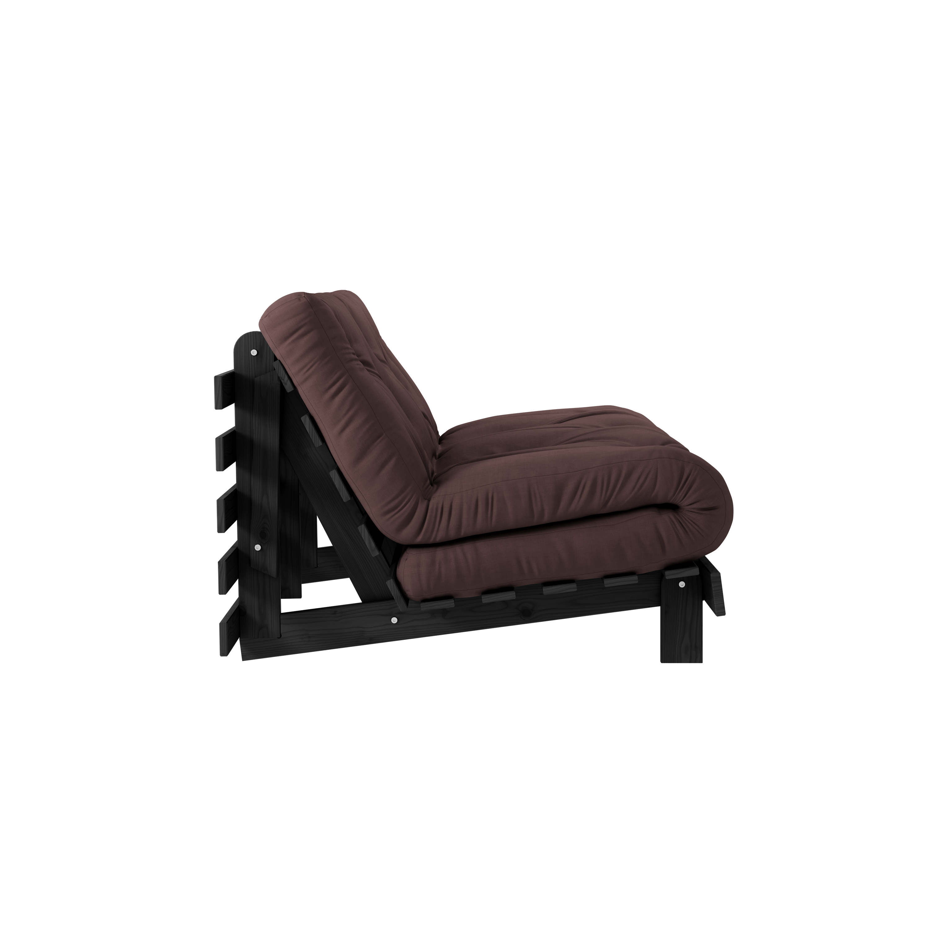 ROOTS NOIR LAQUÉ 140 X 200 AVEC MATELAS ROOTS MARRON