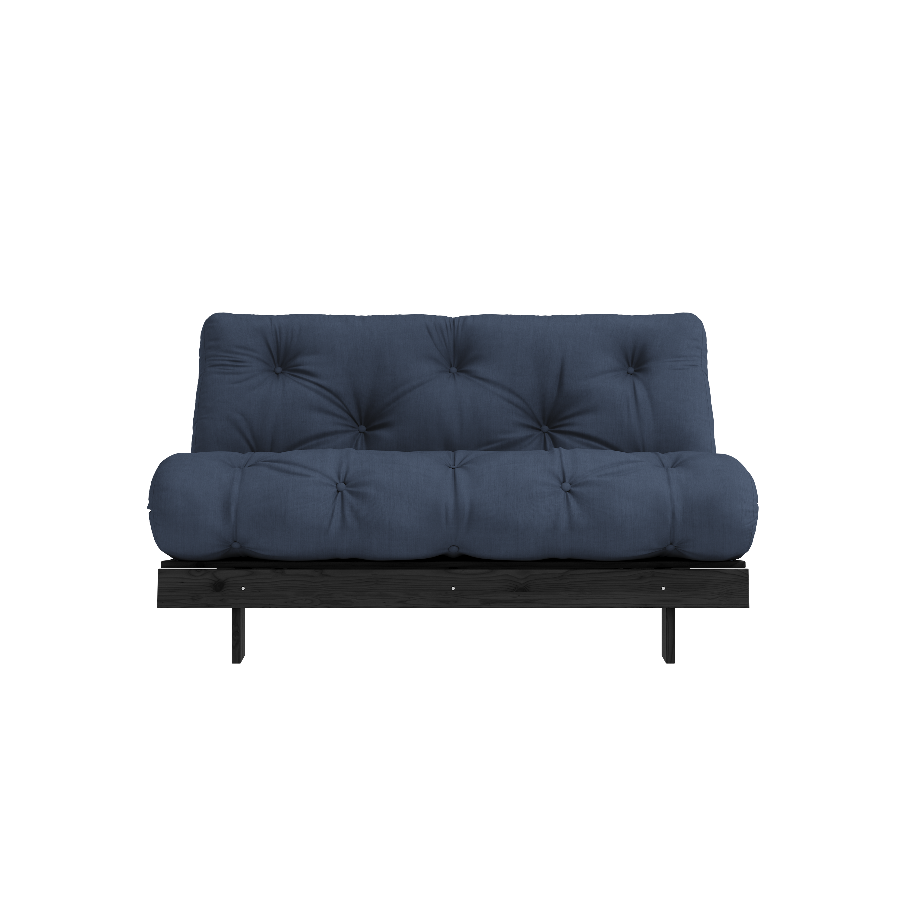 ROOTS NOIR NUIT LAQUÉ 140 X 200 AVEC MATELAS ROOTS BLEU MARINE