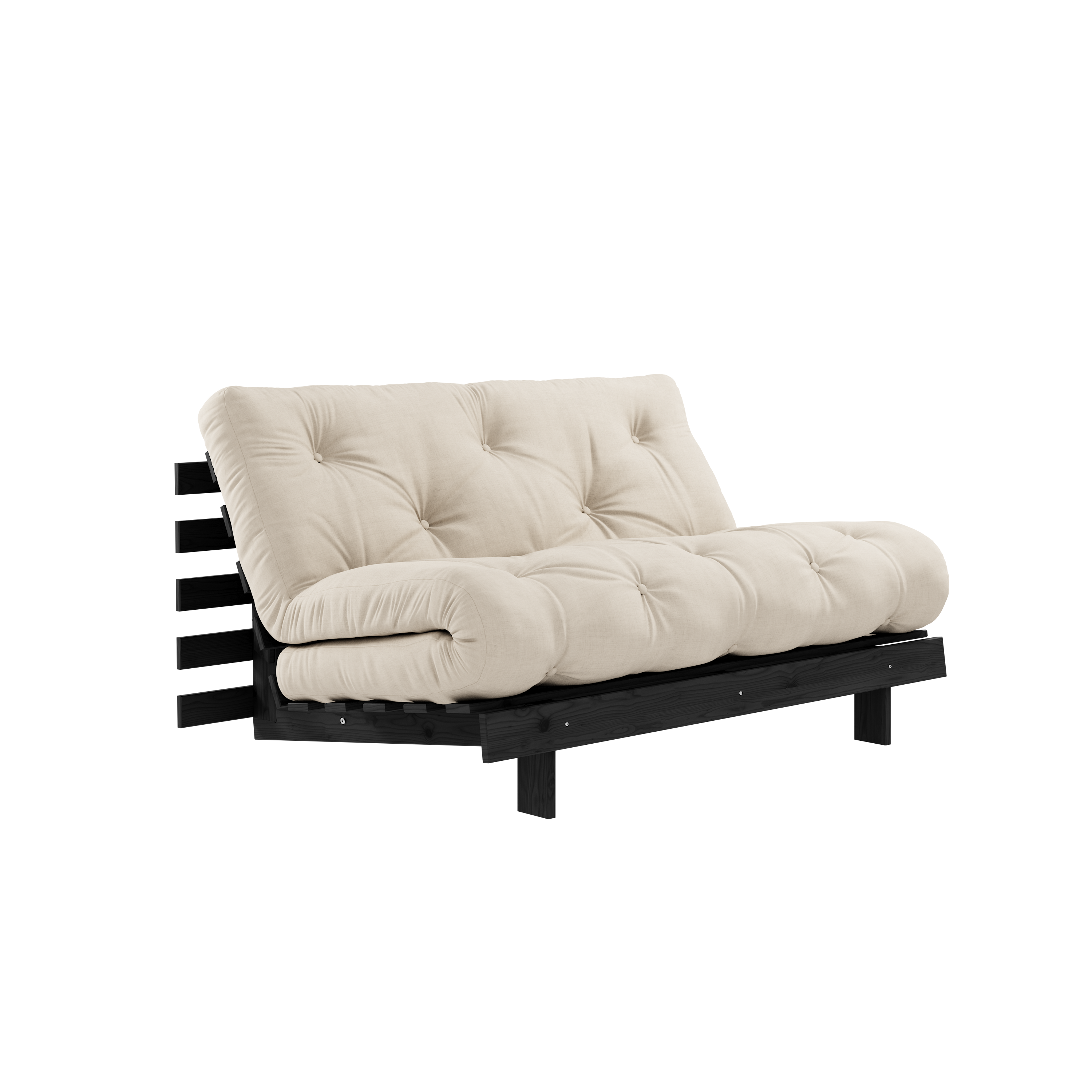 ROOTS BLACK NIGHT LACQUERED 140 X 200 W. ROOTS MATTRESS BEIGE