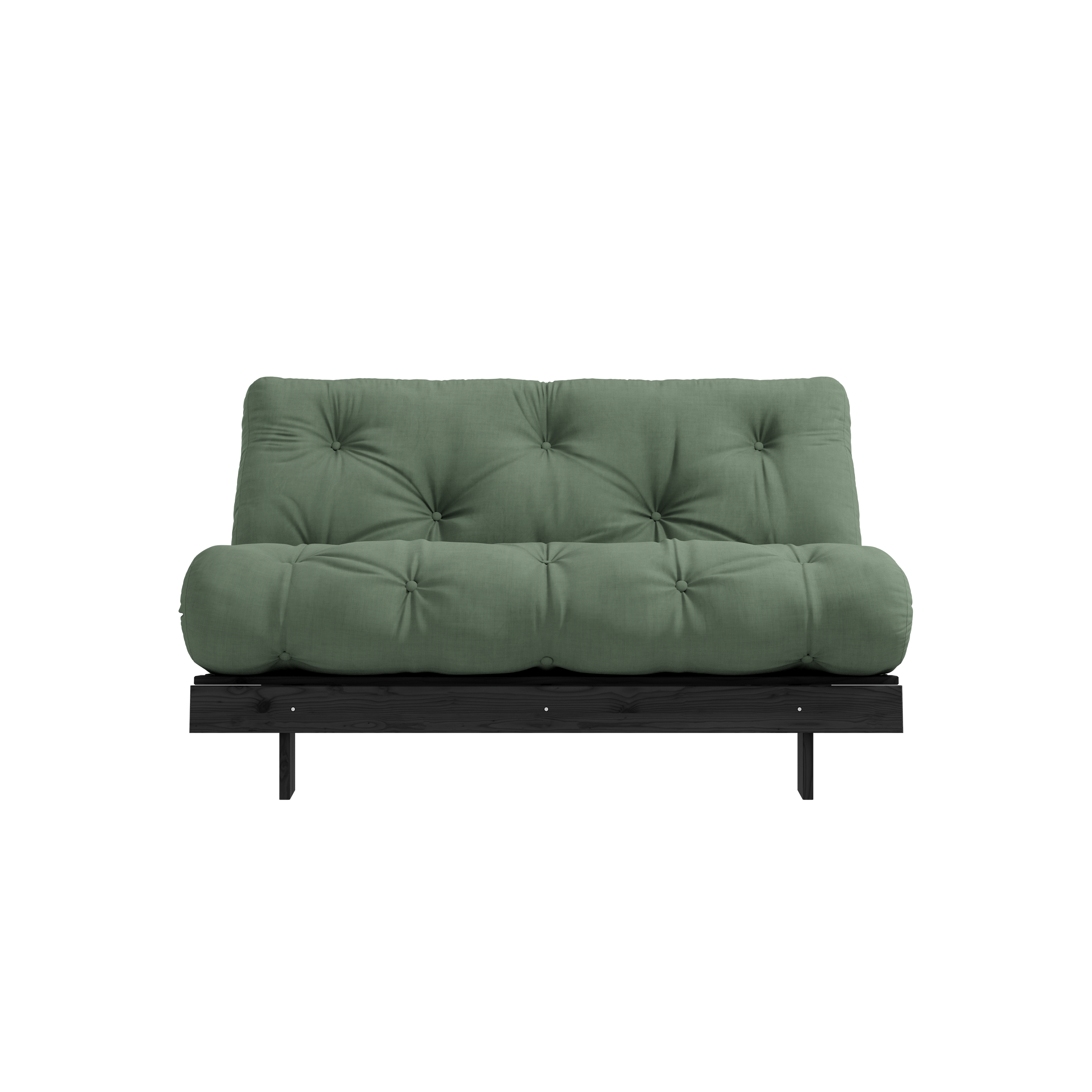 ROOTS BLACK NIGHT LACQUERED 140 X 200 W. ROOTS MATTRESS OLIVE GREEN